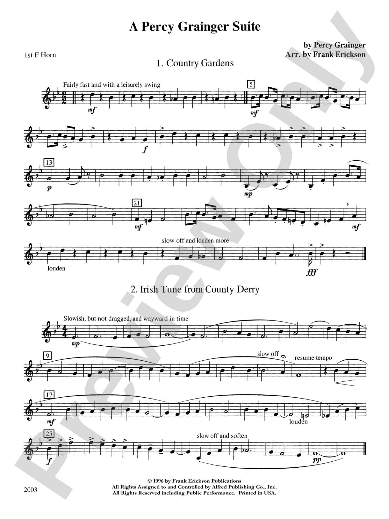 A Percy Grainger Suite: 1st F Horn