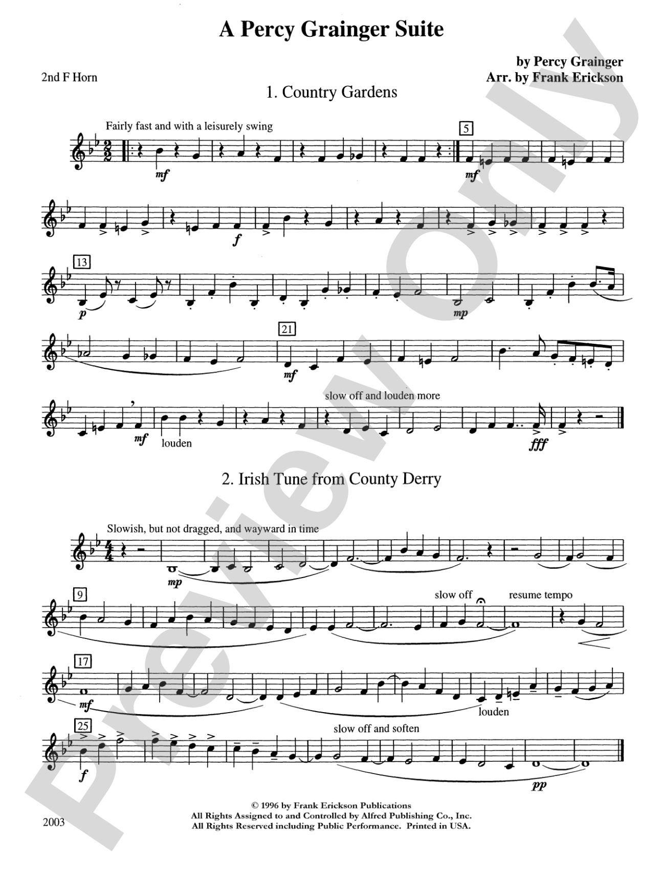 A Percy Grainger Suite: 2nd F Horn