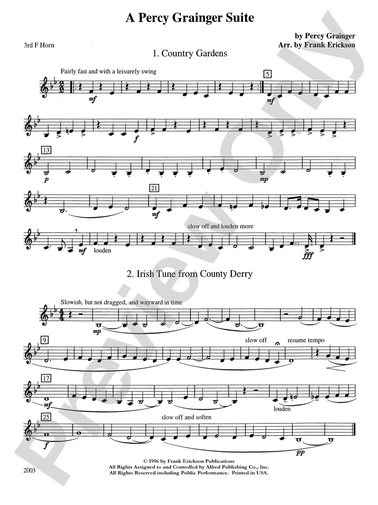 A Percy Grainger Suite: 3rd F Horn