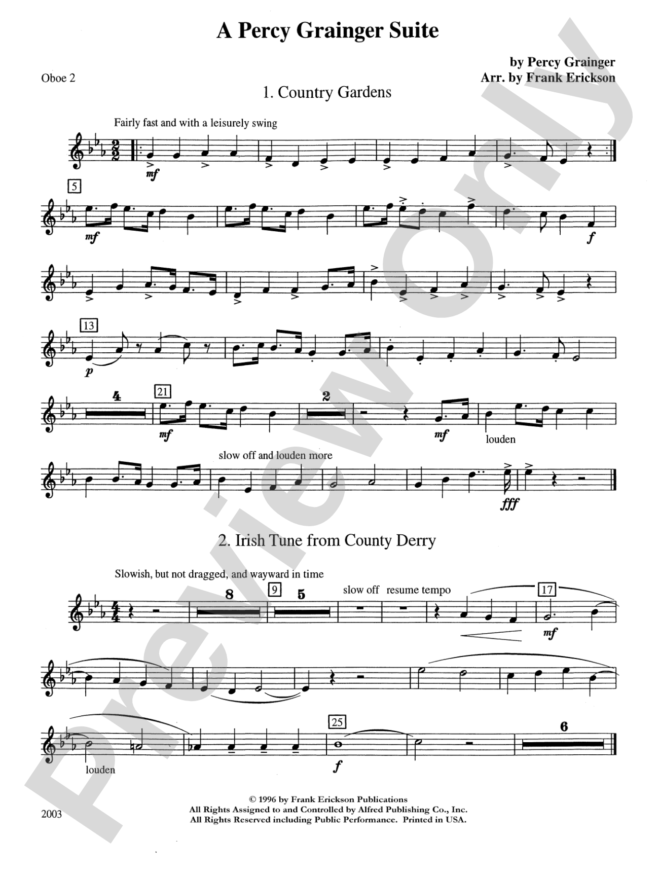 A Percy Grainger Suite: 2nd Oboe