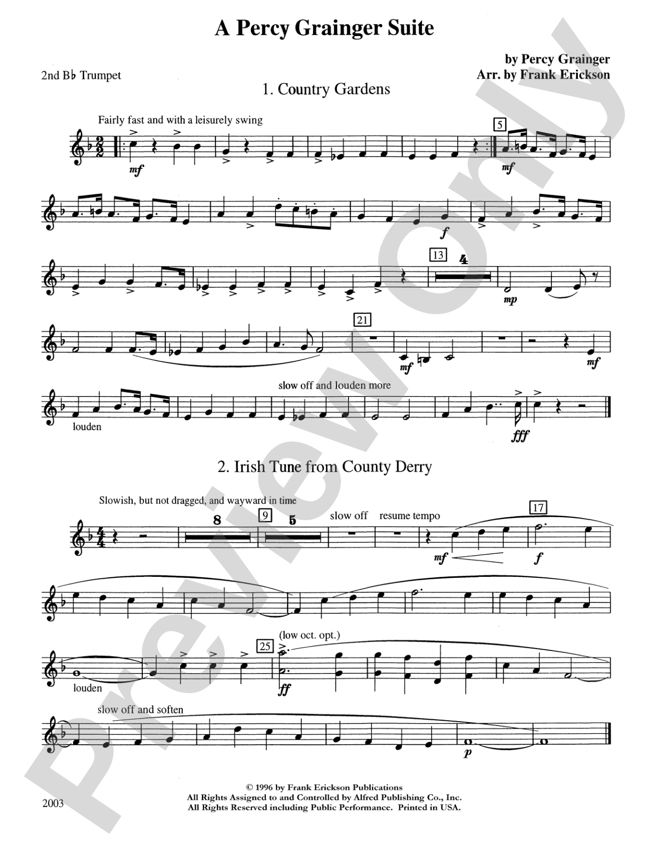 A Percy Grainger Suite: 2nd B-flat Trumpet