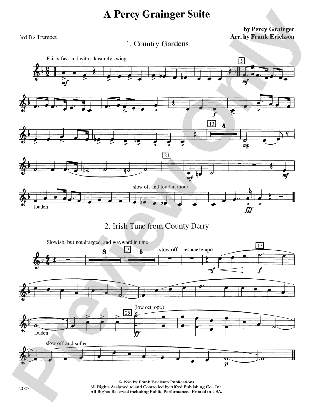 A Percy Grainger Suite: 3rd B-flat Trumpet