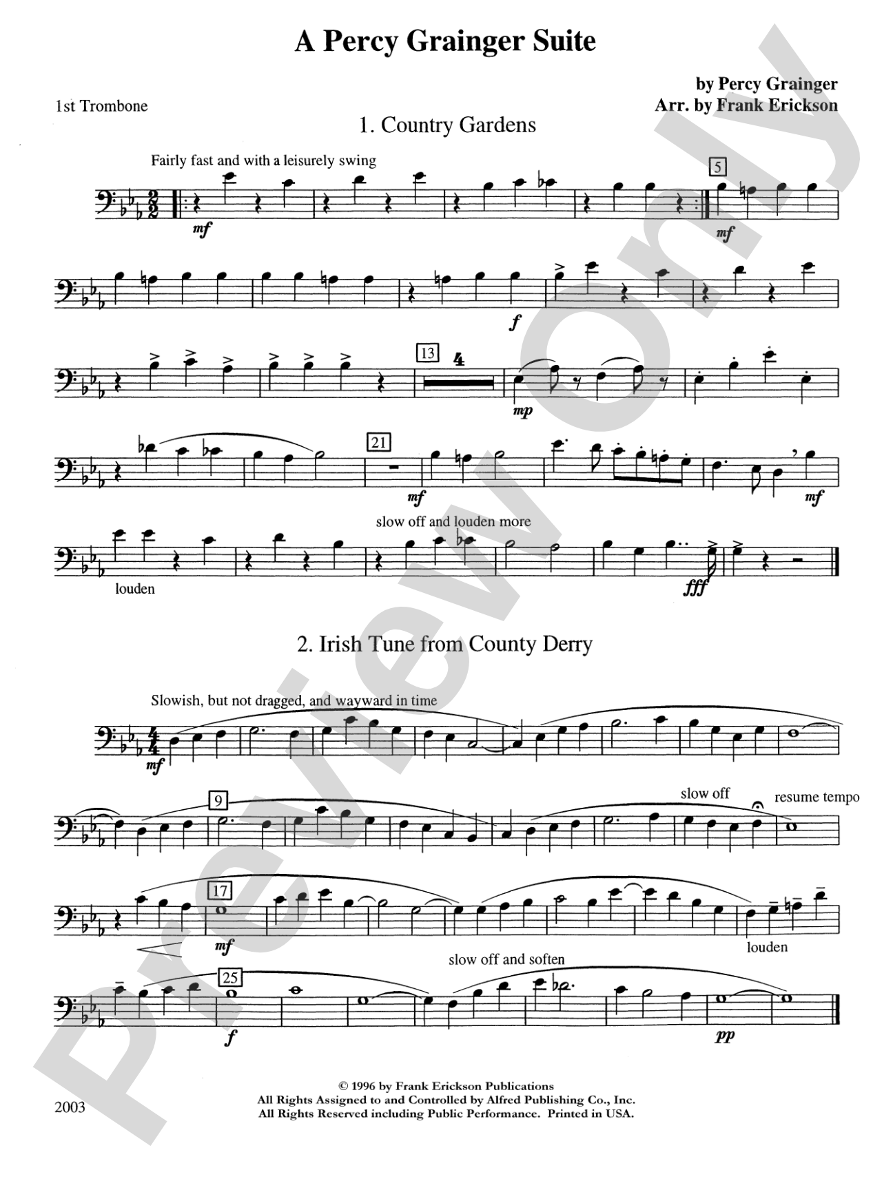 A Percy Grainger Suite: 1st Trombone