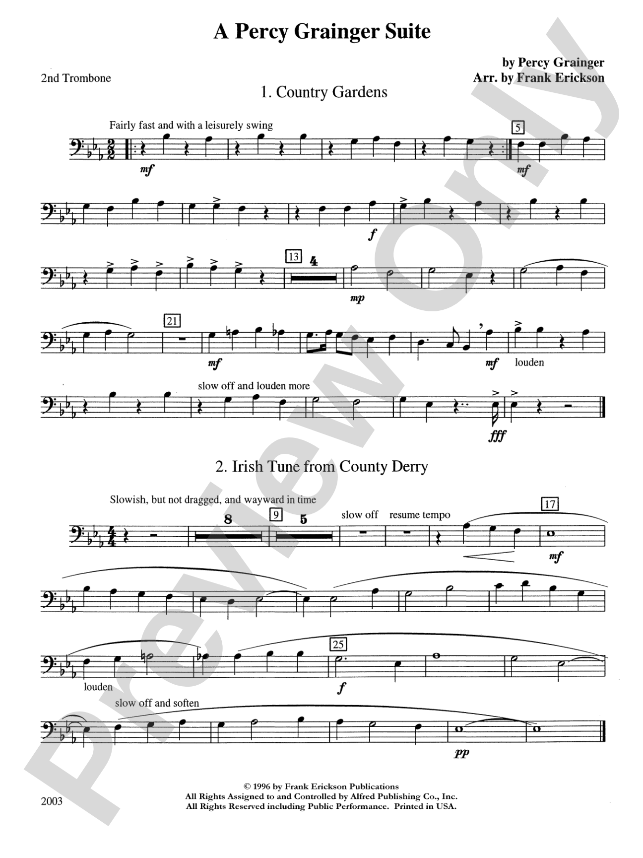 A Percy Grainger Suite: 2nd Trombone