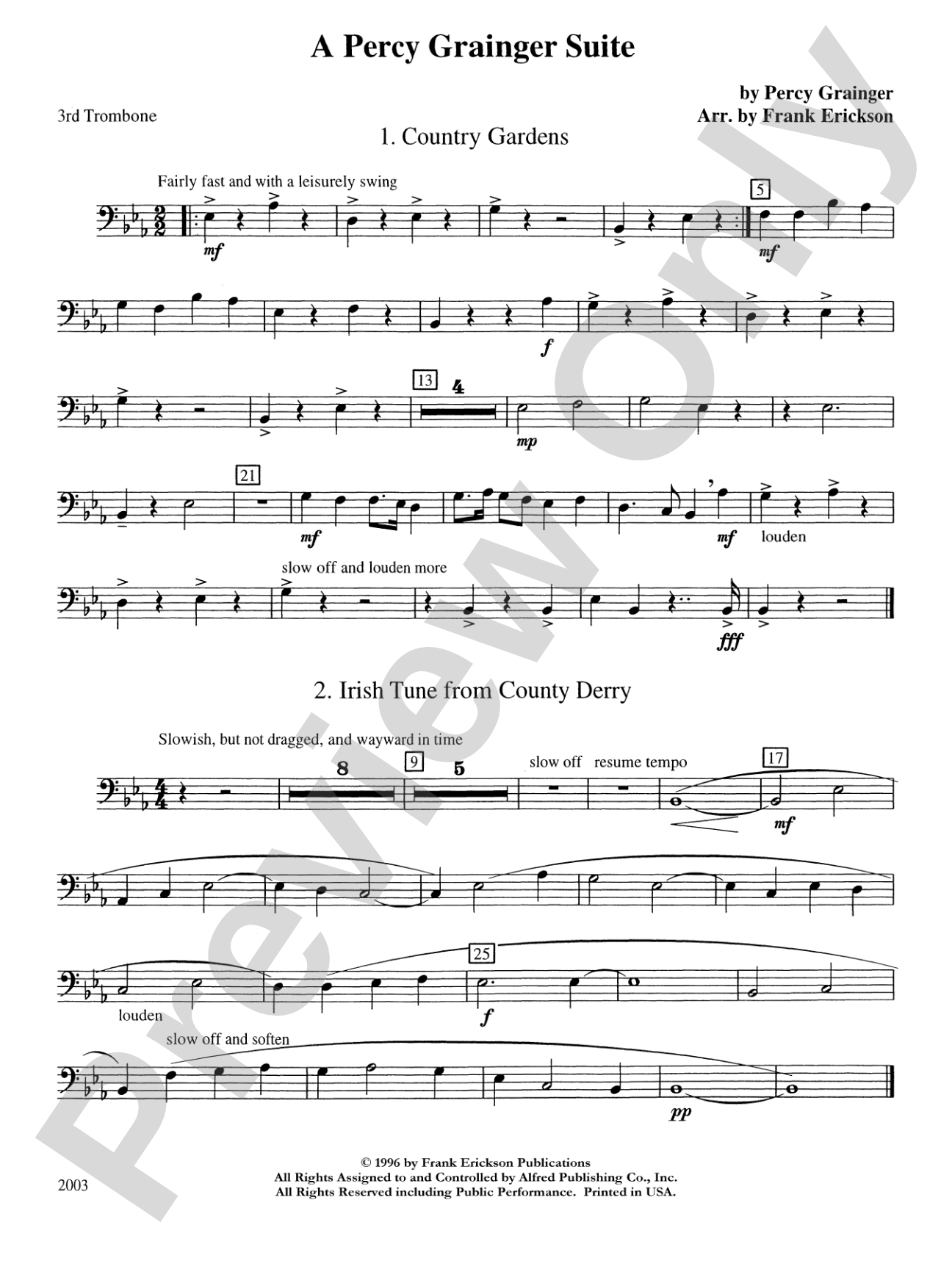 A Percy Grainger Suite: 3rd Trombone