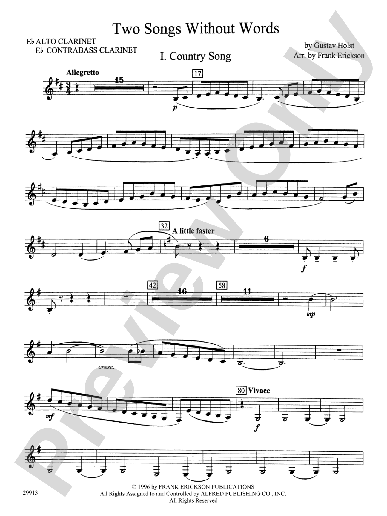 Two Songs Without Words: E-flat Alto Clarinet