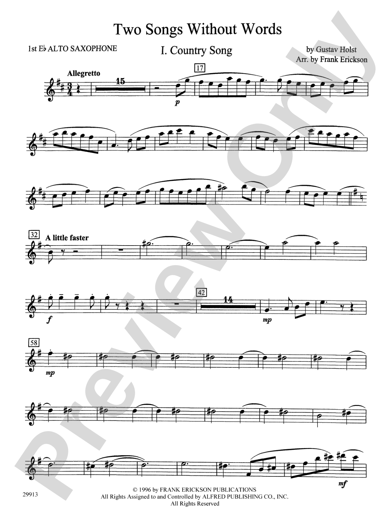 Two Songs Without Words: E-flat Alto Saxophone