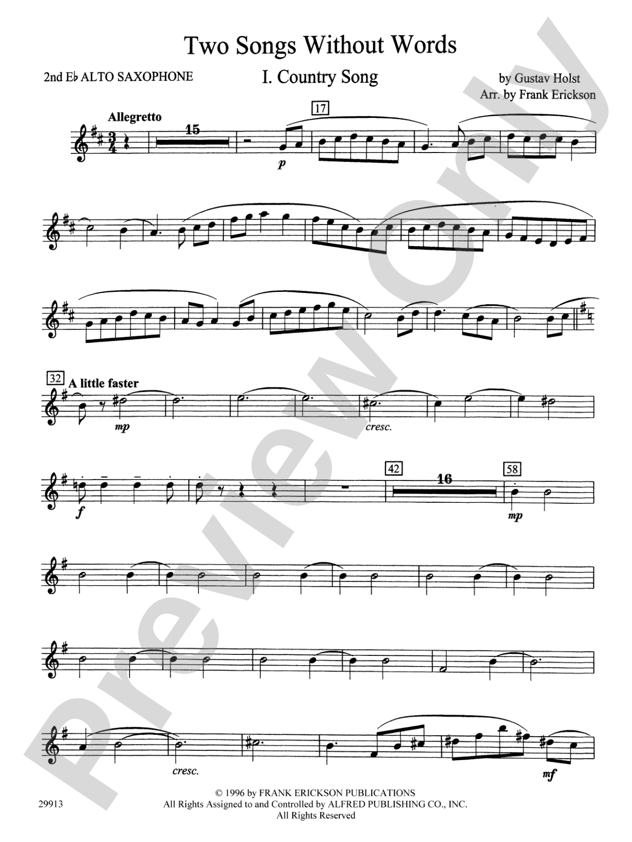 Two Songs Without Words: 2nd E-flat Alto Saxophone