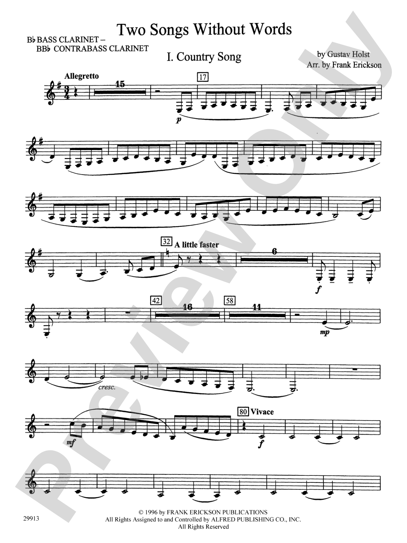 Two Songs Without Words: B-flat Bass Clarinet