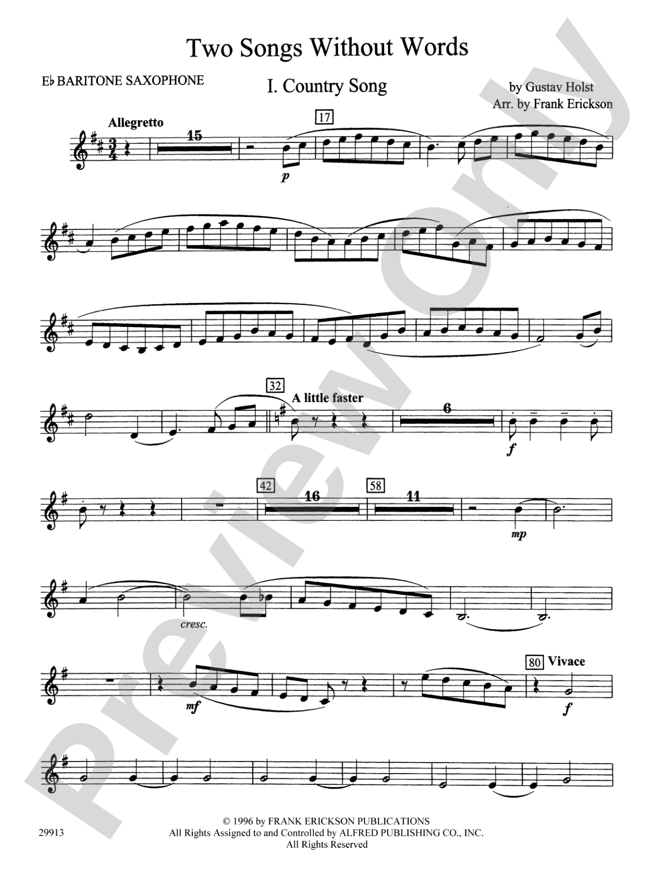 Two Songs Without Words: E-flat Baritone Saxophone