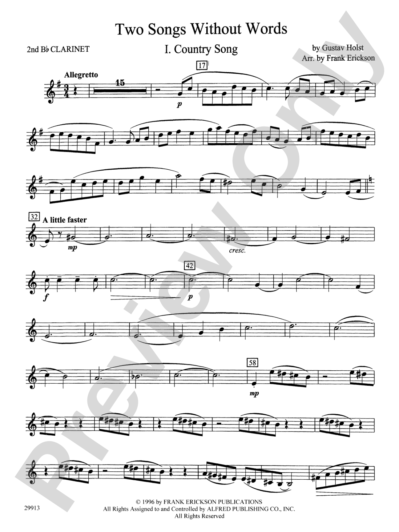 Two Songs Without Words: 2nd B-flat Clarinet