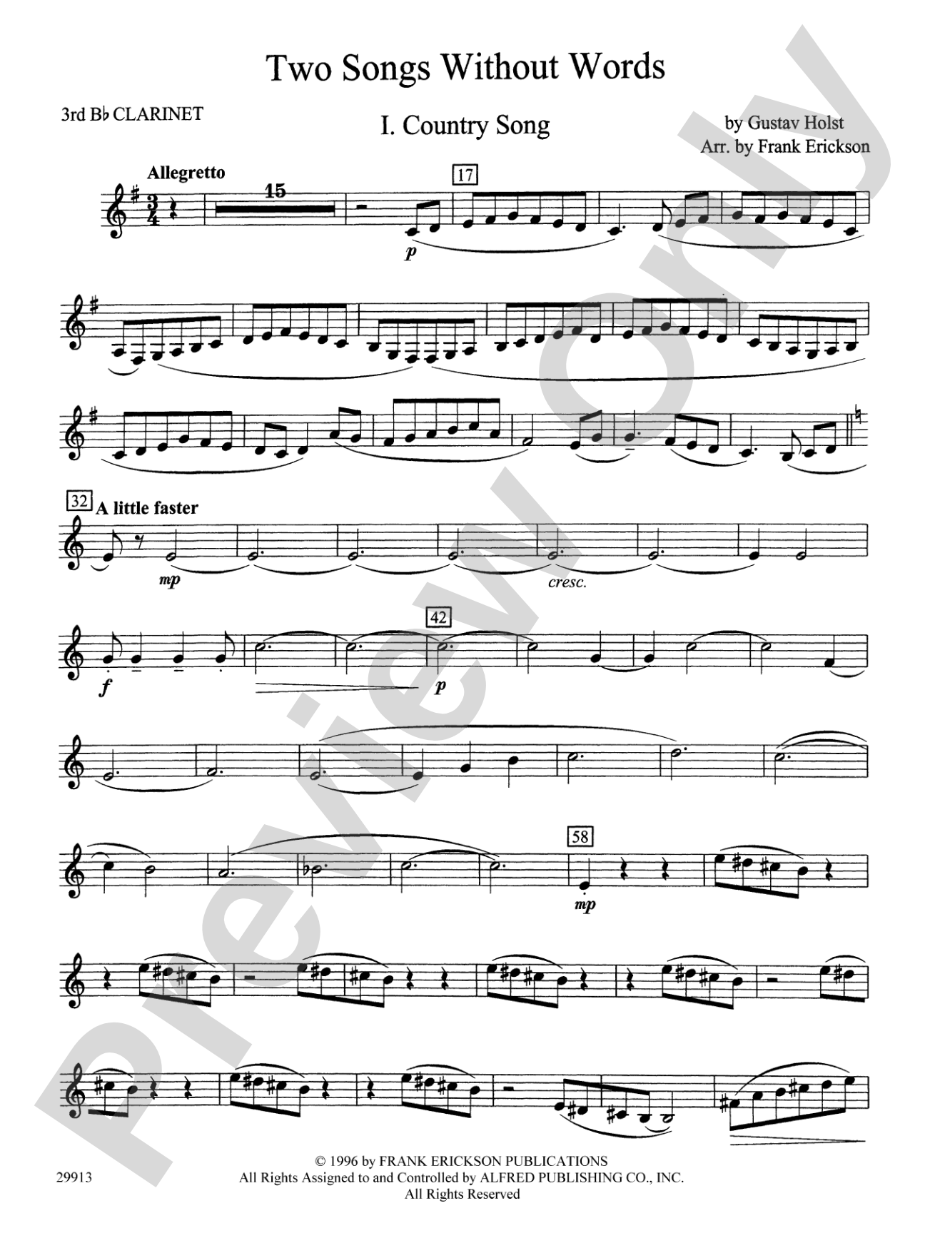 Two Songs Without Words: 3rd B-flat Clarinet