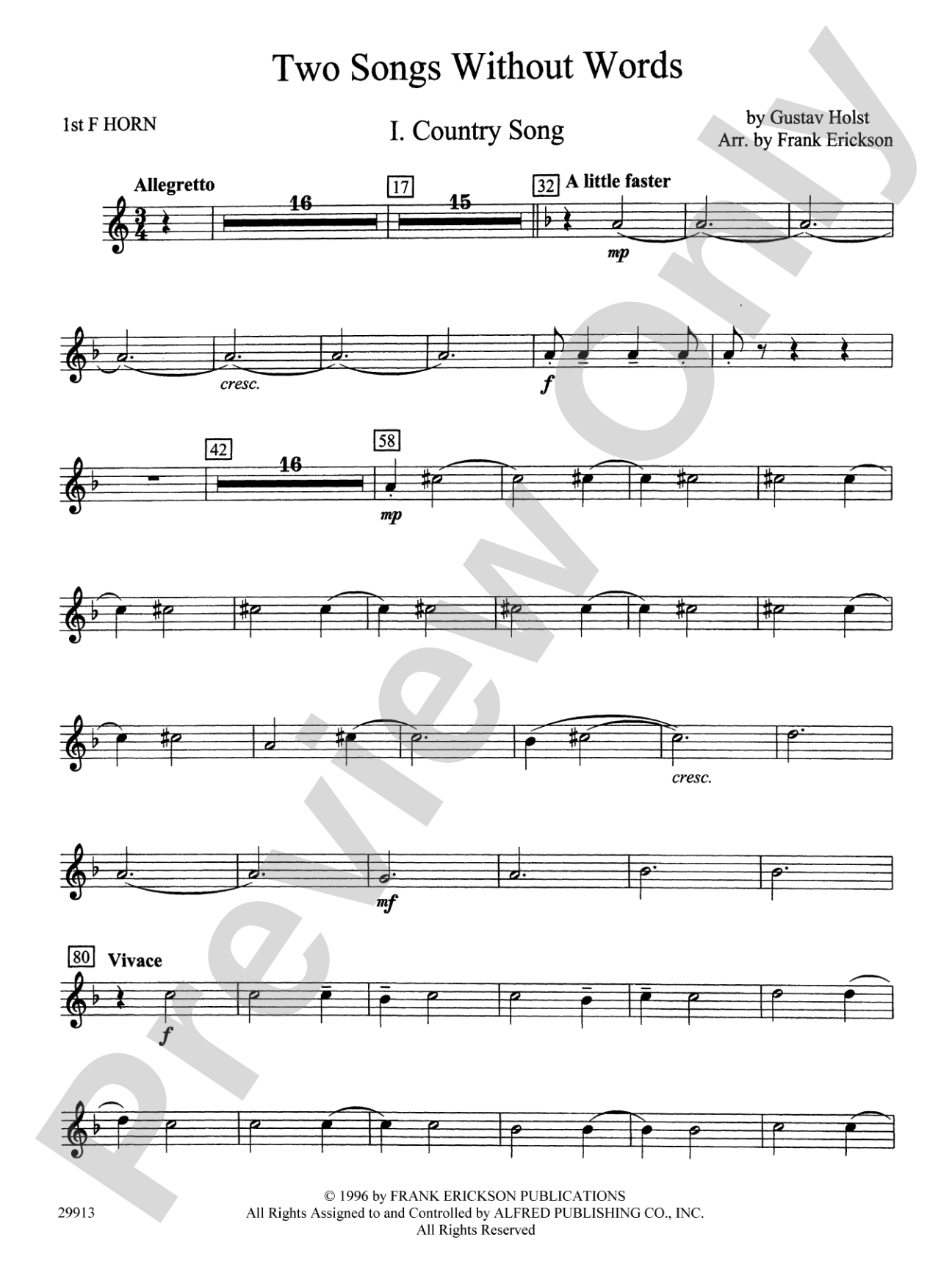 Two Songs Without Words: 1st F Horn