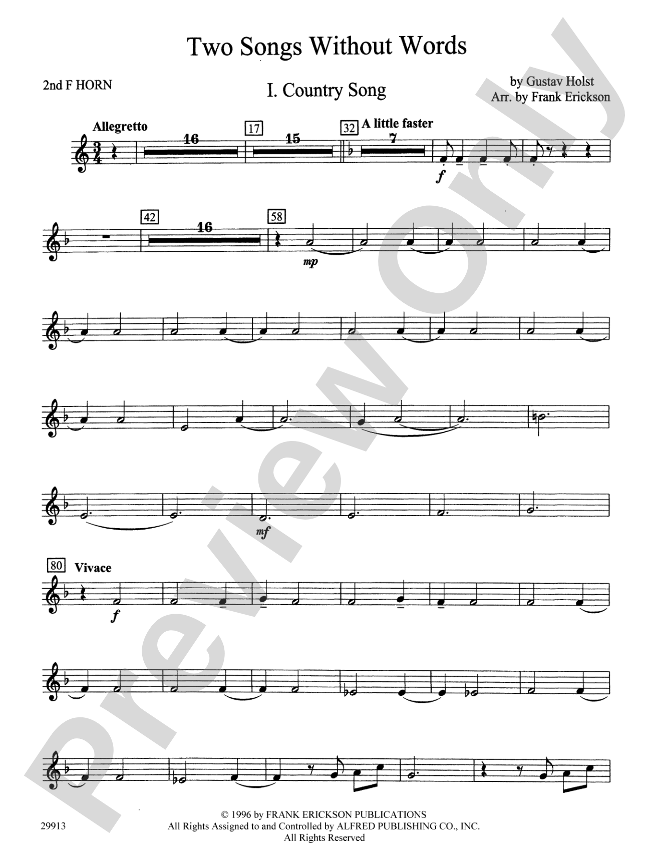 Two Songs Without Words: 2nd F Horn