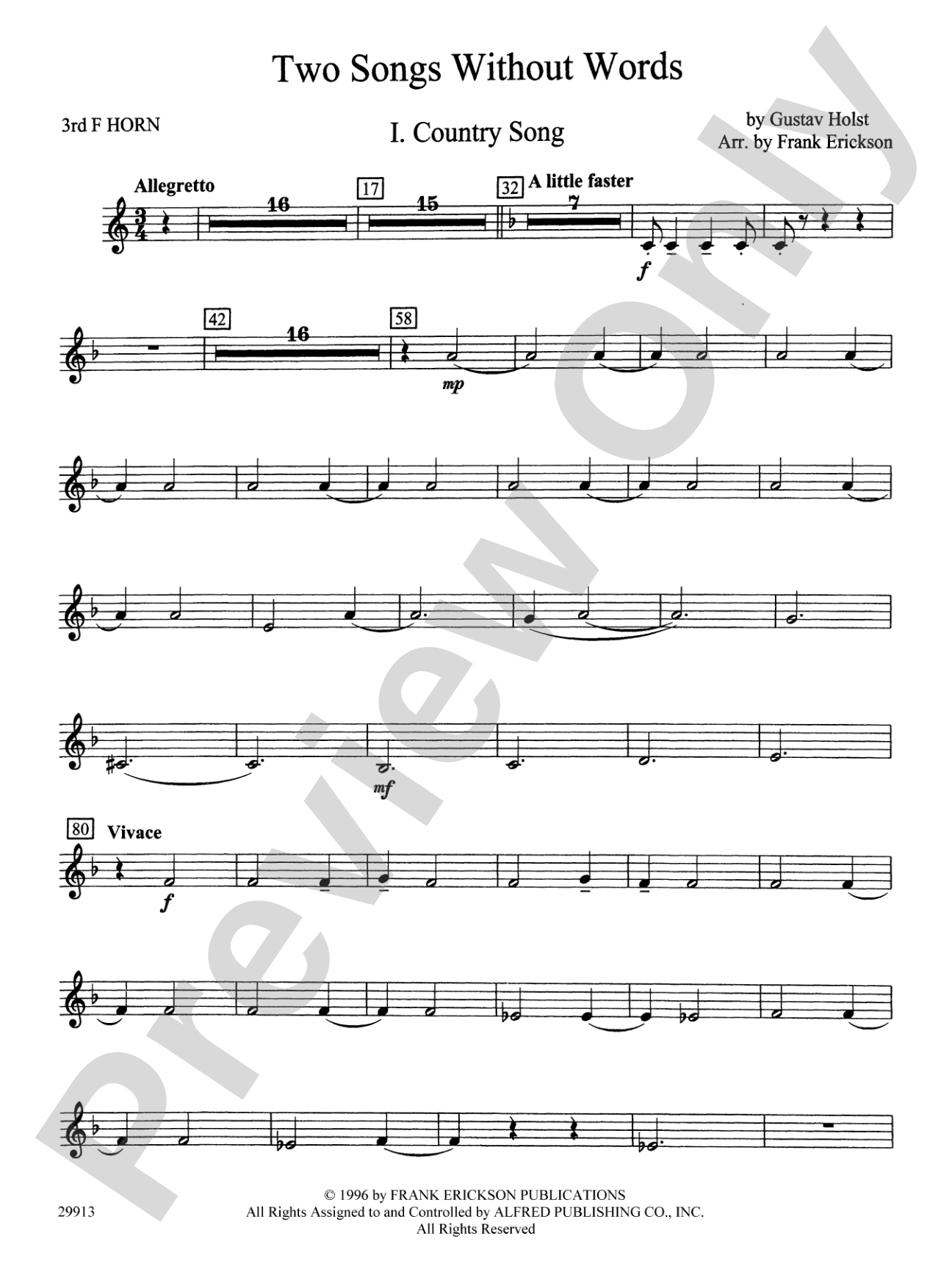 Two Songs Without Words: 3rd F Horn