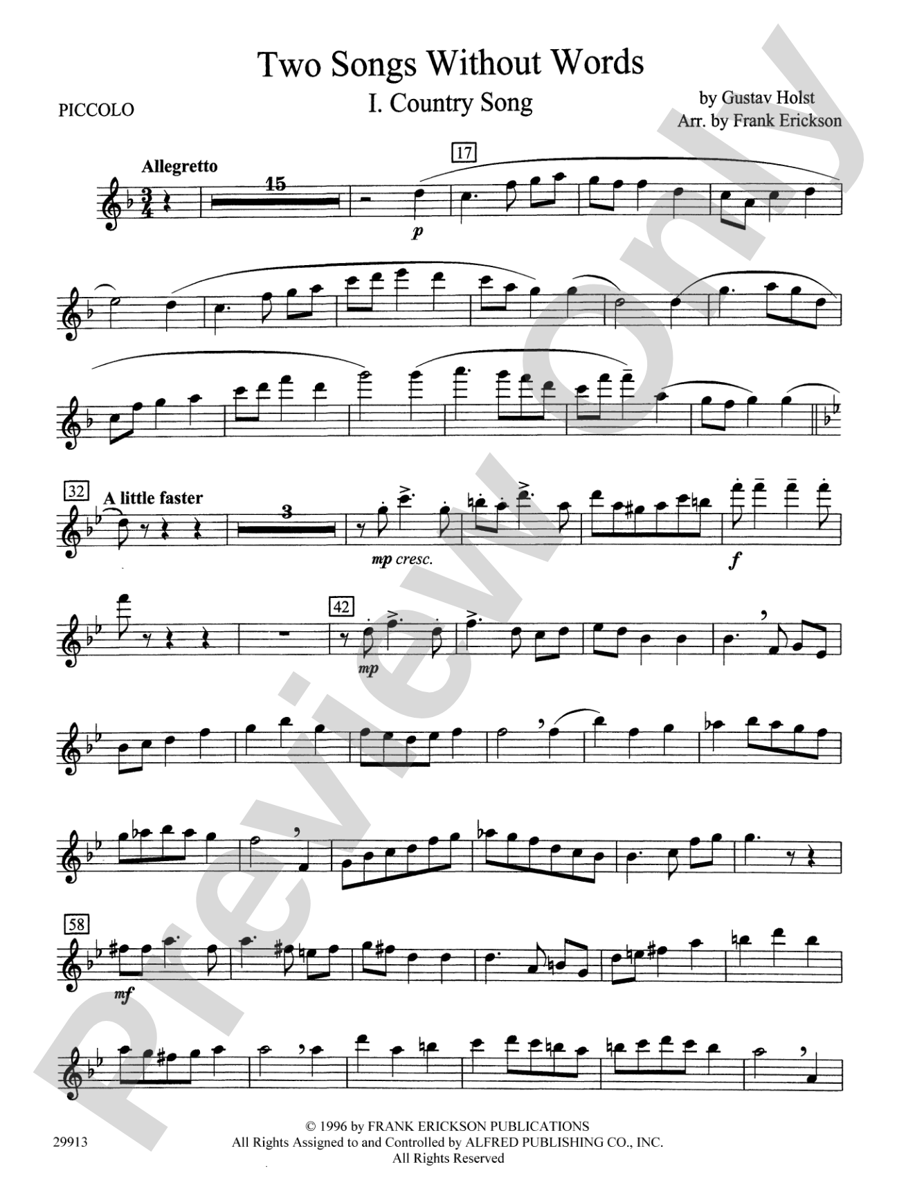 Two Songs Without Words: Piccolo