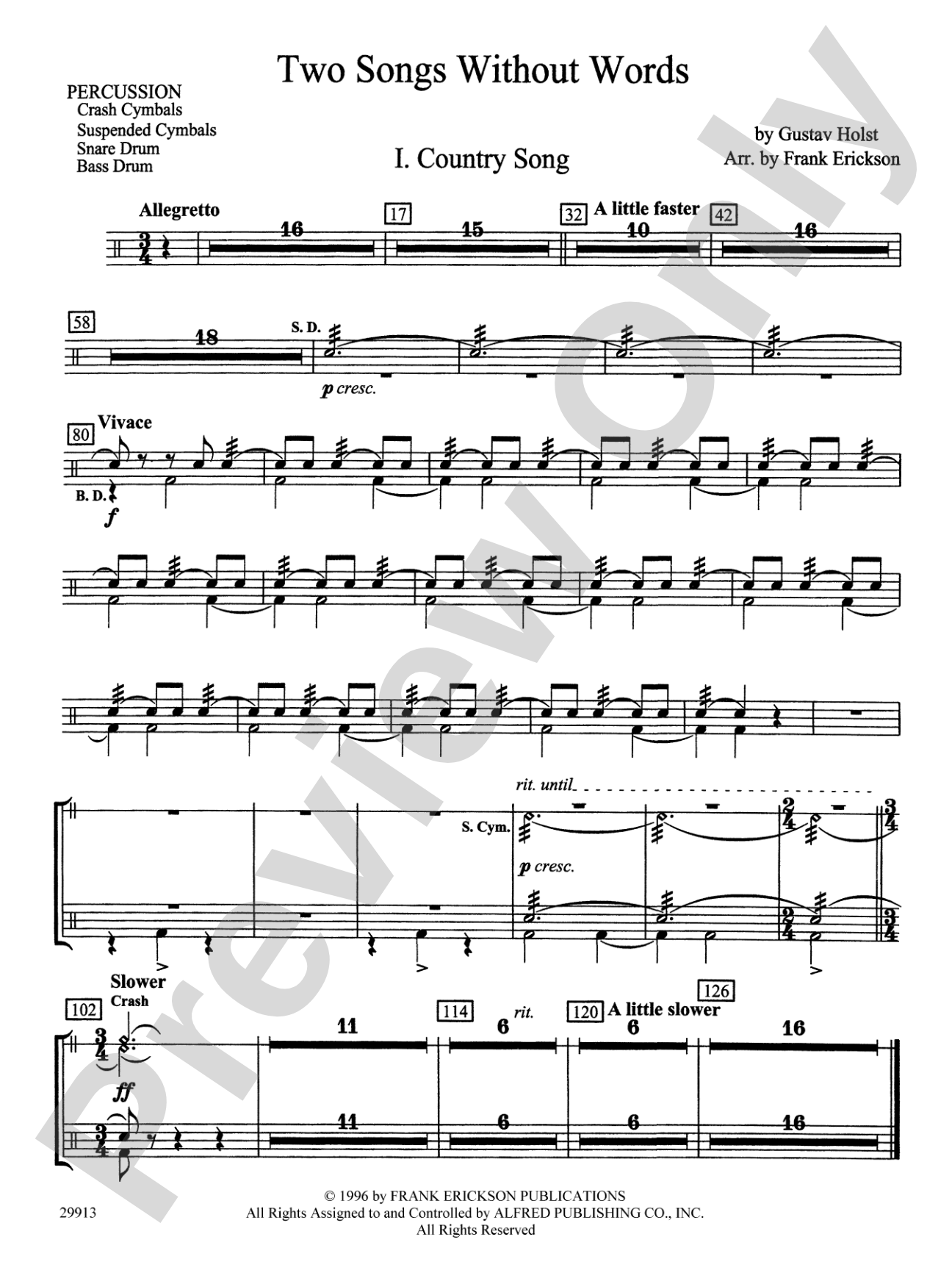 Two Songs Without Words: 1st Percussion