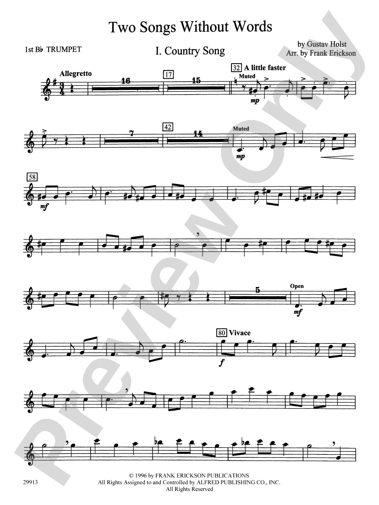 Two Songs Without Words: 1st B-flat Trumpet