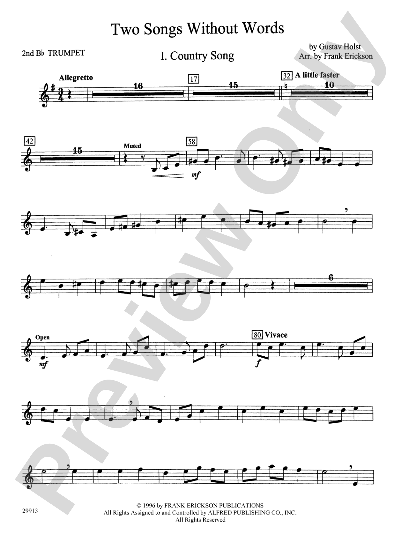 Two Songs Without Words: 2nd B-flat Trumpet