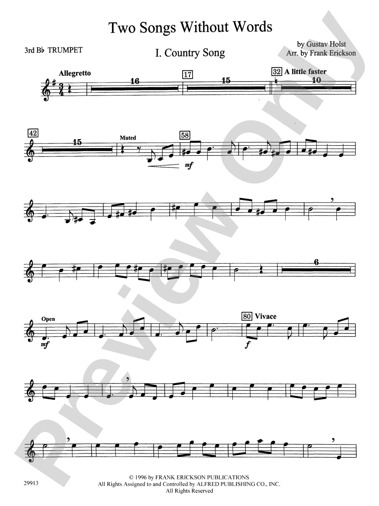 Two Songs Without Words: 3rd B-flat Trumpet