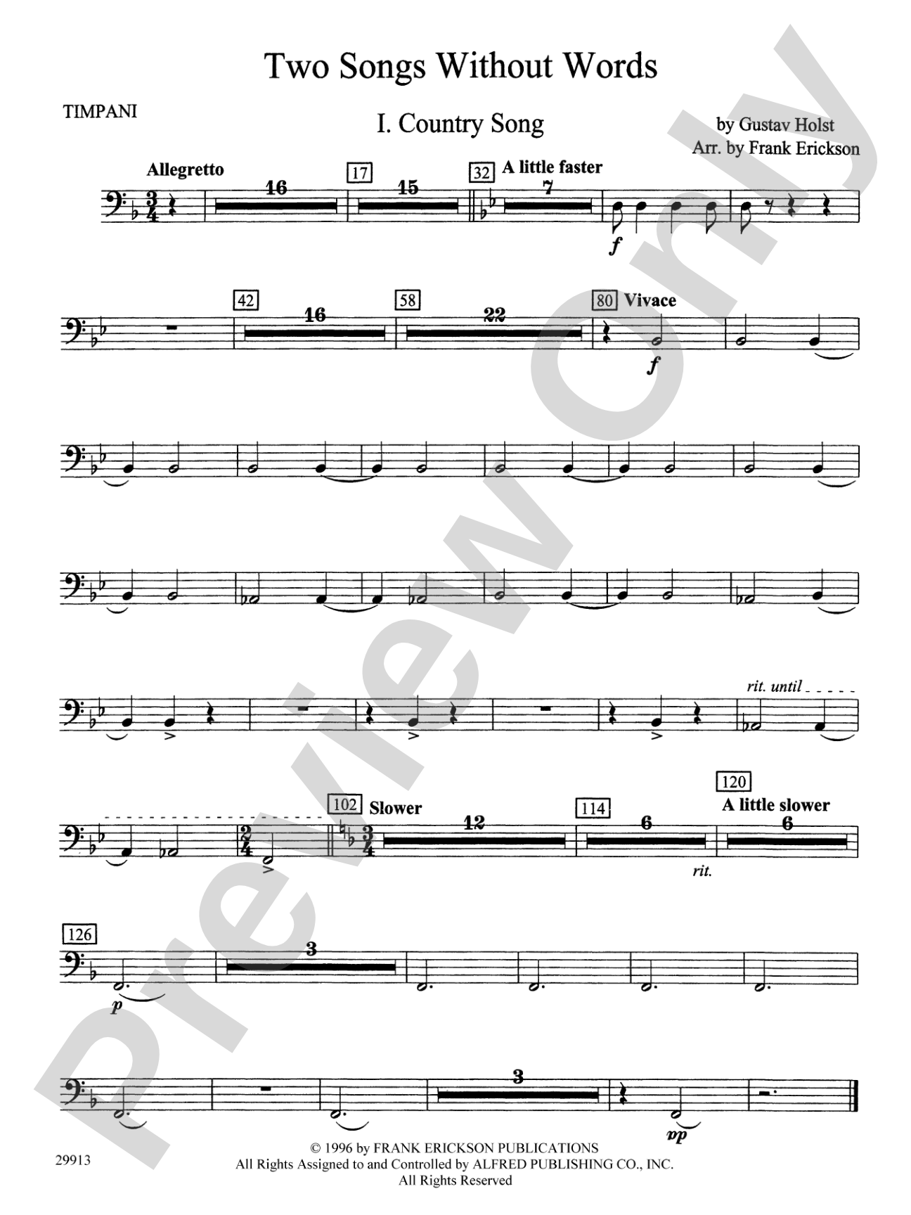 Two Songs Without Words: Timpani
