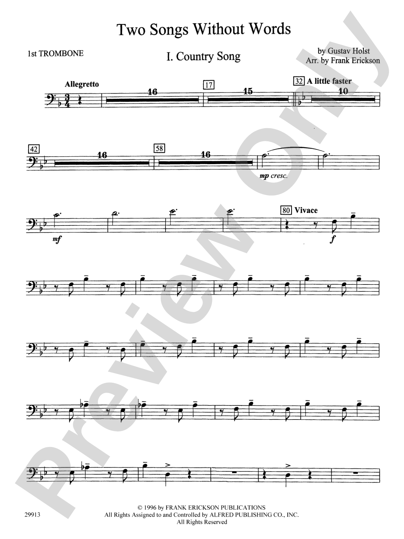 Two Songs Without Words: 1st Trombone