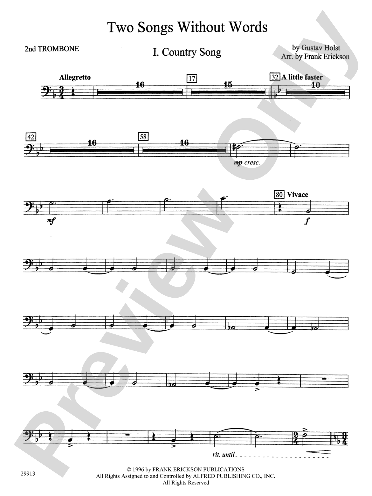 Two Songs Without Words: 2nd Trombone