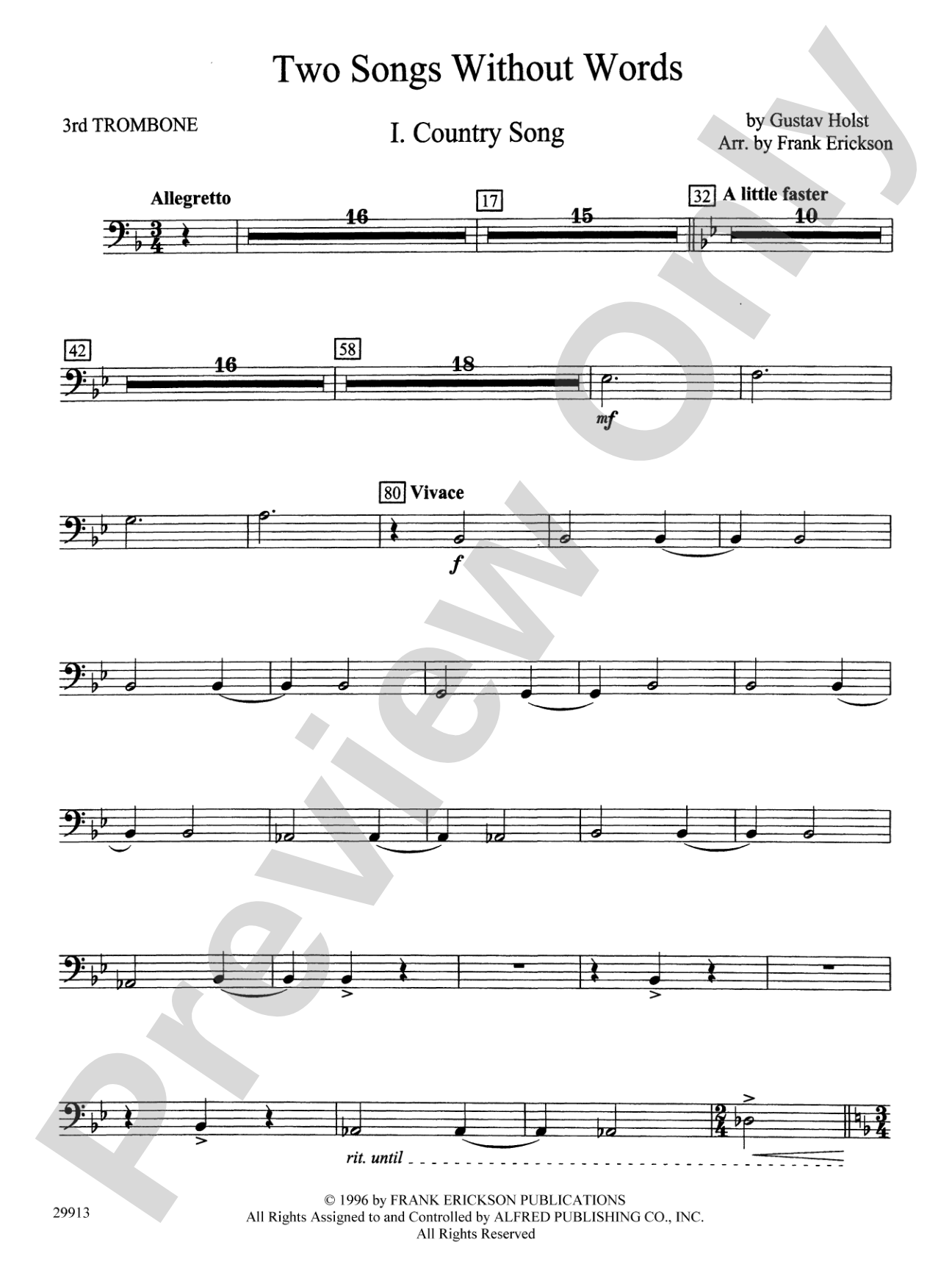 Two Songs Without Words: 3rd Trombone