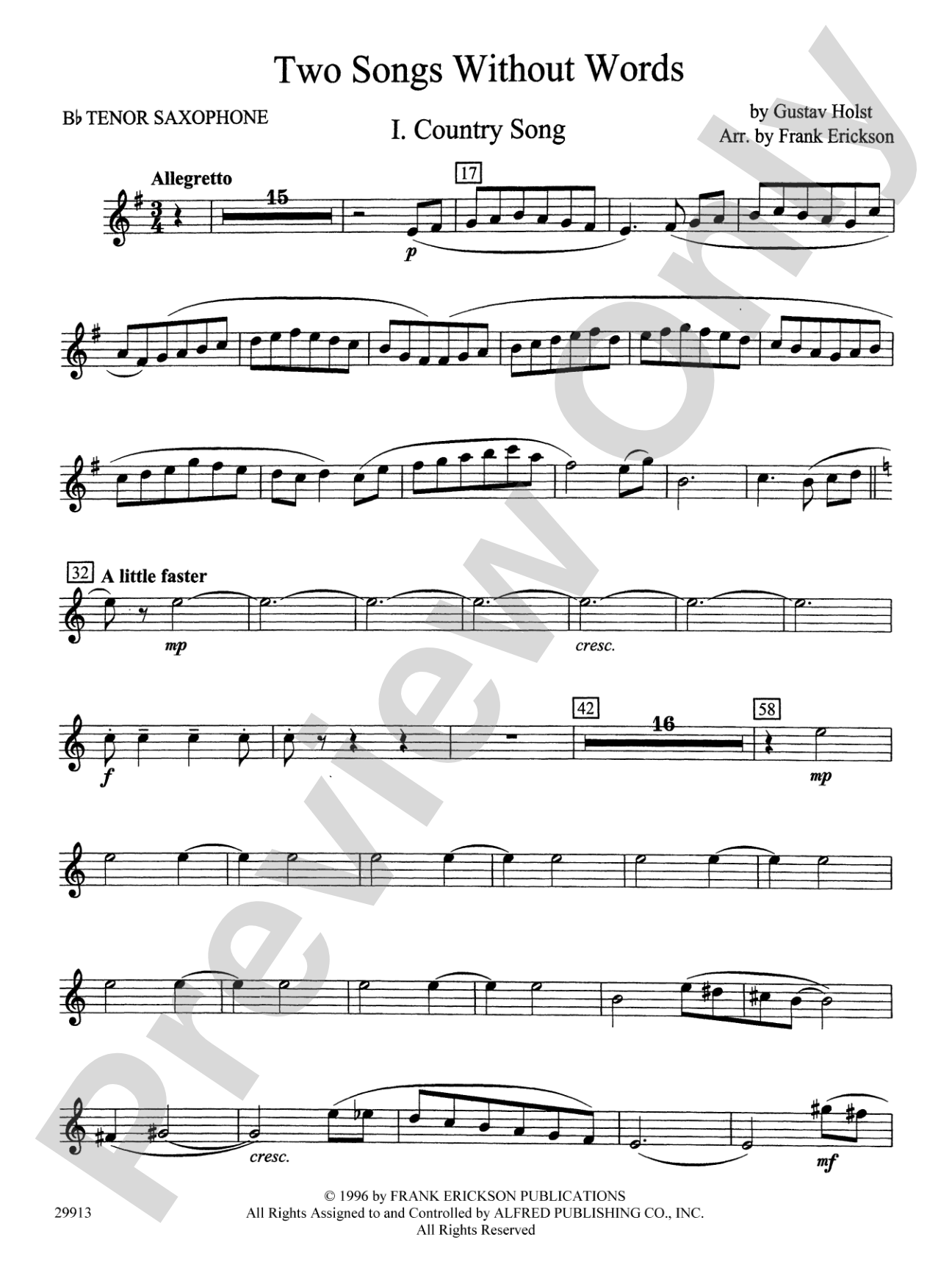 Two Songs Without Words: B-flat Tenor Saxophone