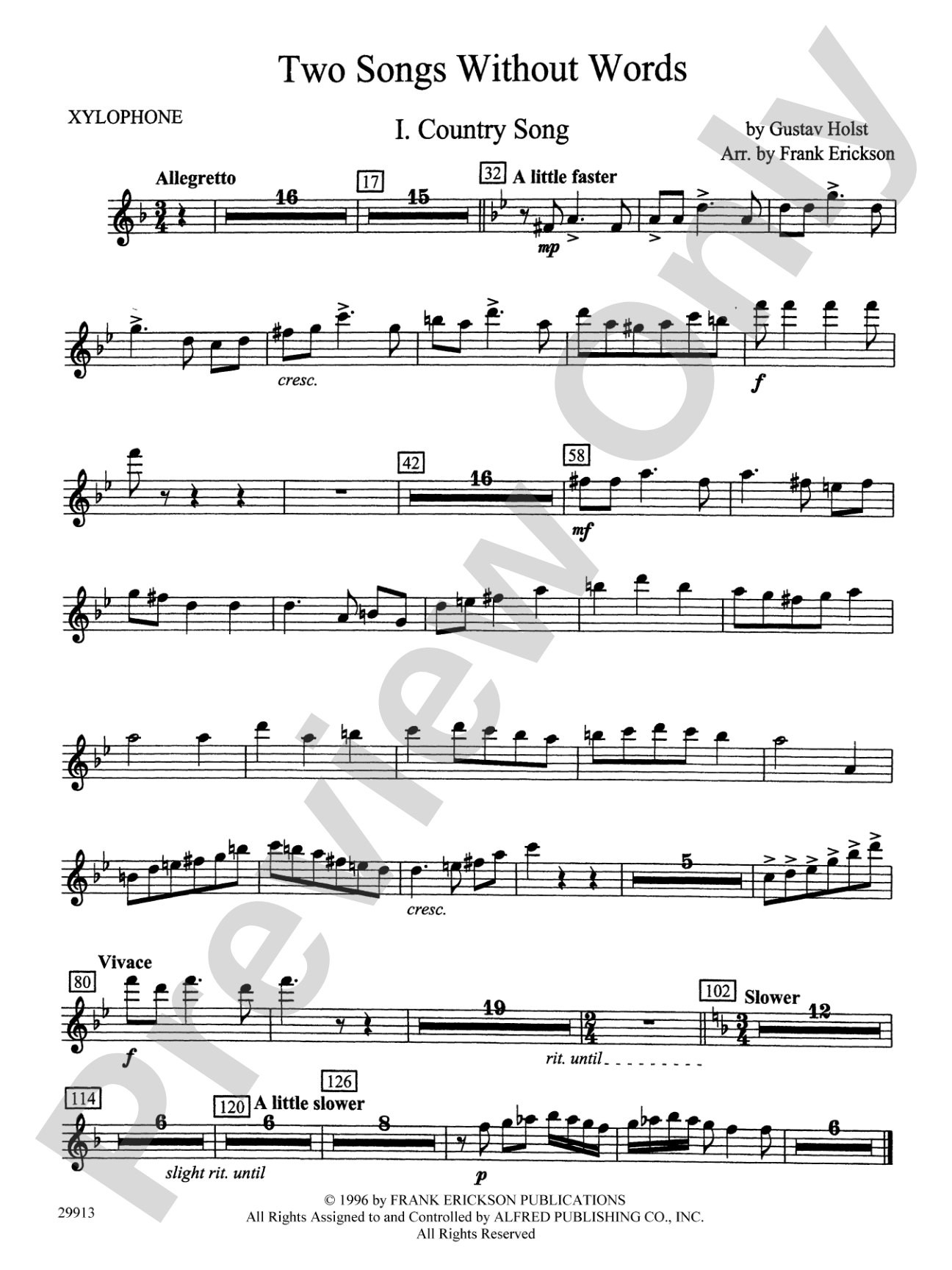 Two Songs Without Words: Xylophone
