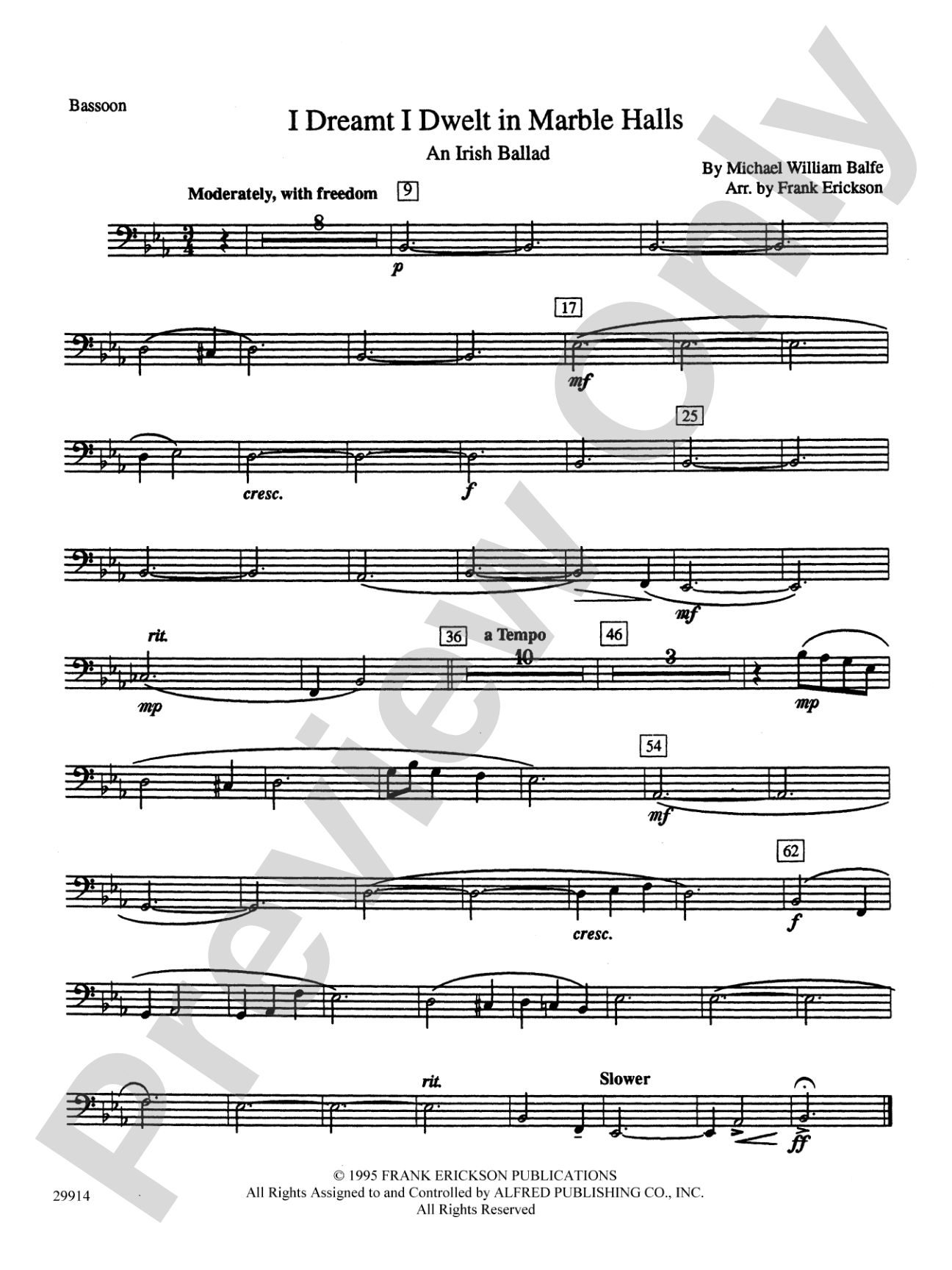 I Dreamt I Dwelt in Marble Halls: Bassoon