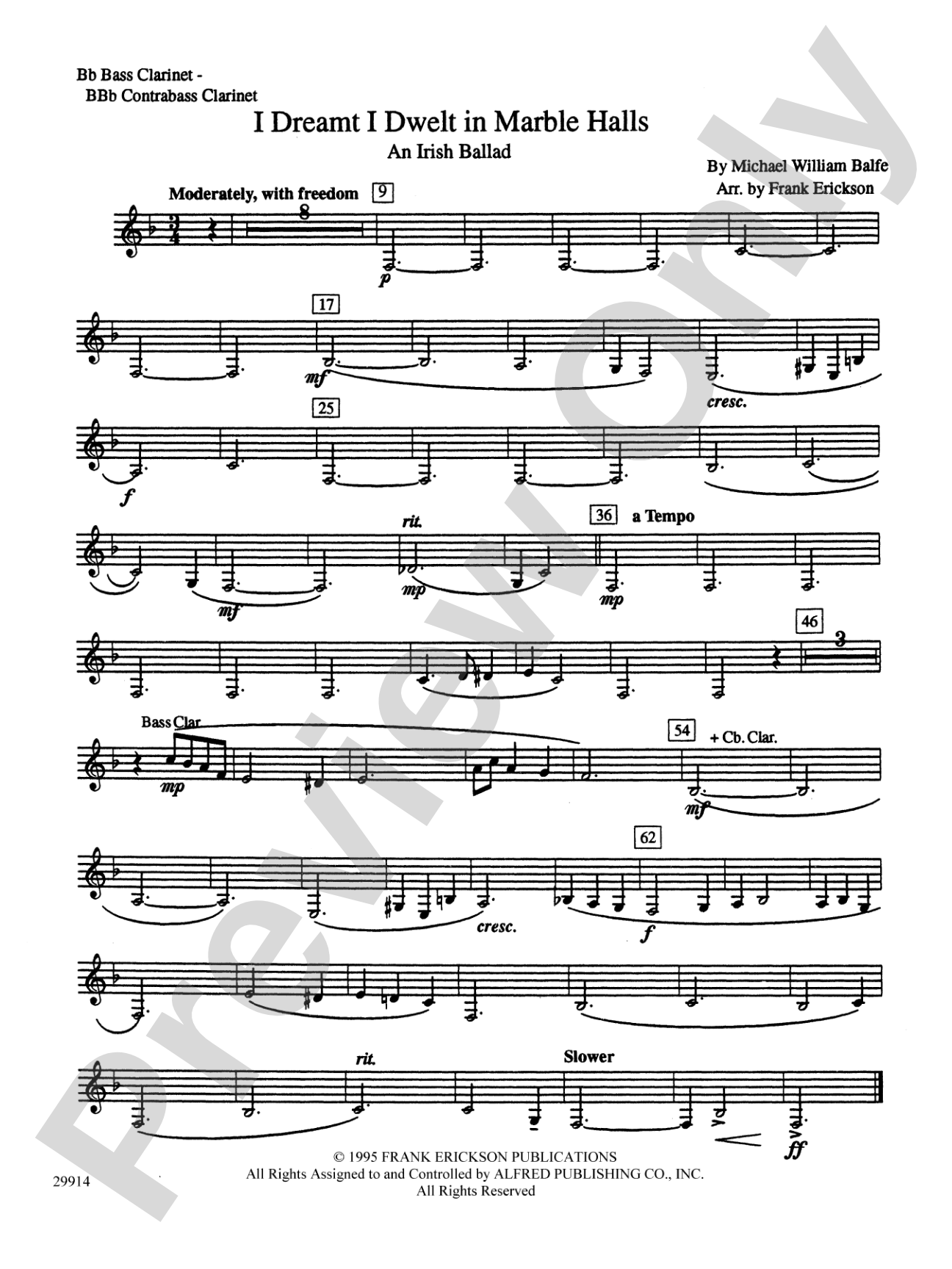 I Dreamt I Dwelt in Marble Halls: B-flat Bass Clarinet