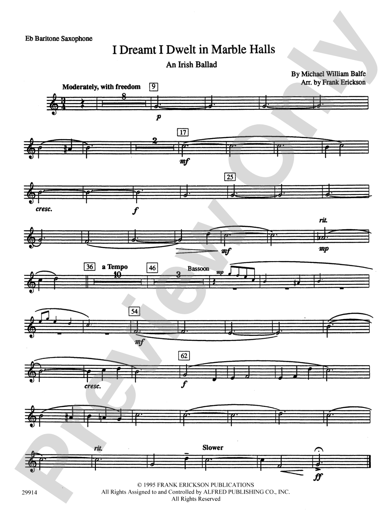 I Dreamt I Dwelt in Marble Halls: E-flat Baritone Saxophone