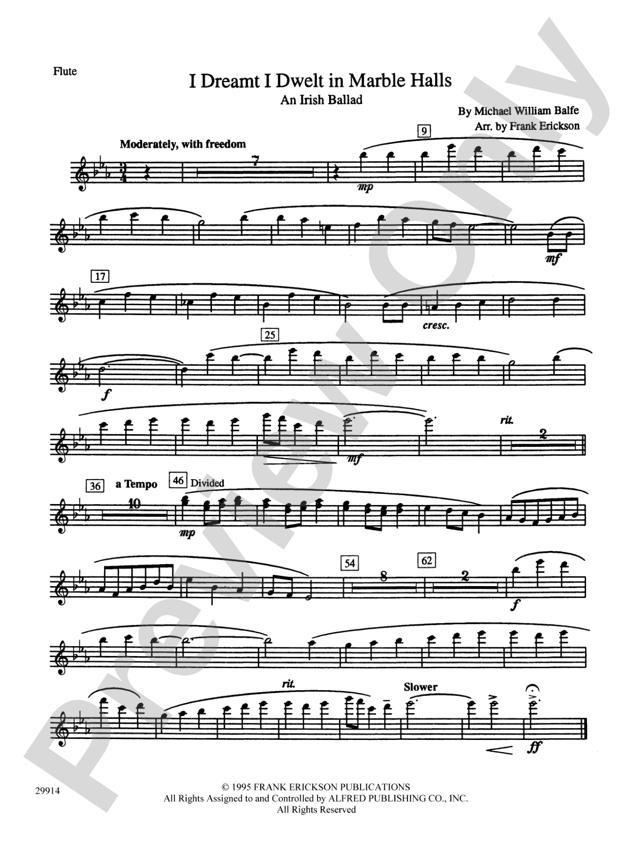 I Dreamt I Dwelt in Marble Halls: Flute