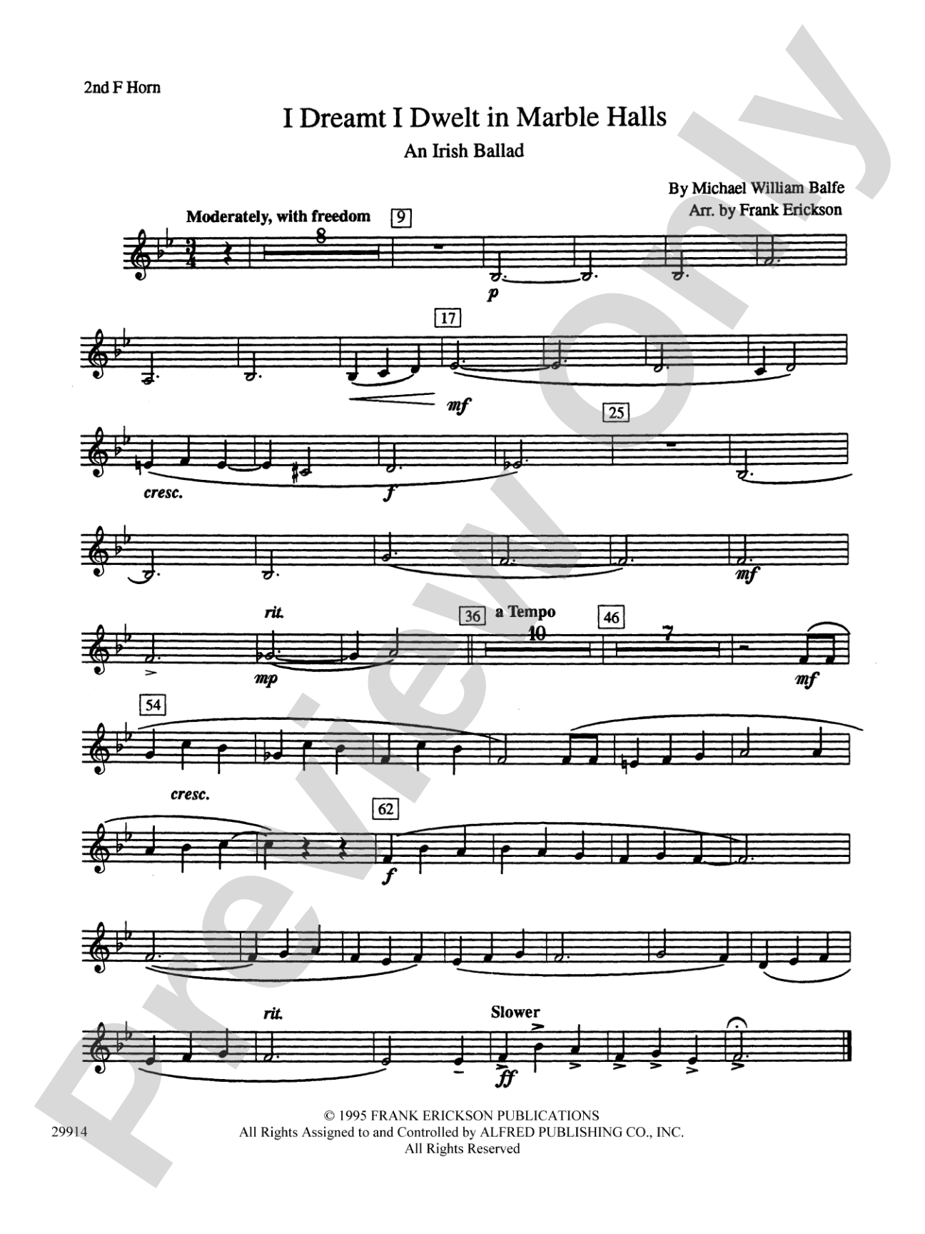 I Dreamt I Dwelt in Marble Halls: 2nd F Horn