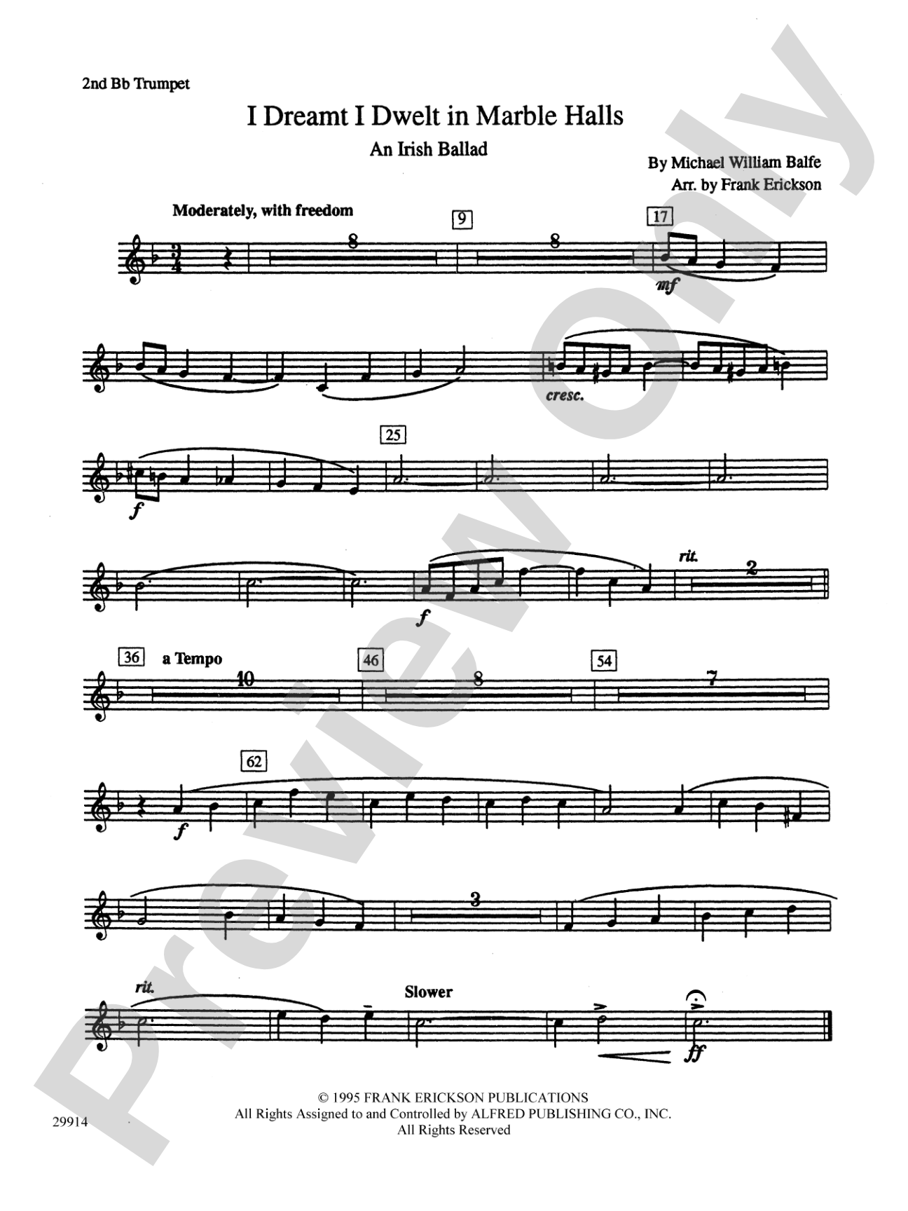 I Dreamt I Dwelt in Marble Halls: 2nd B-flat Trumpet