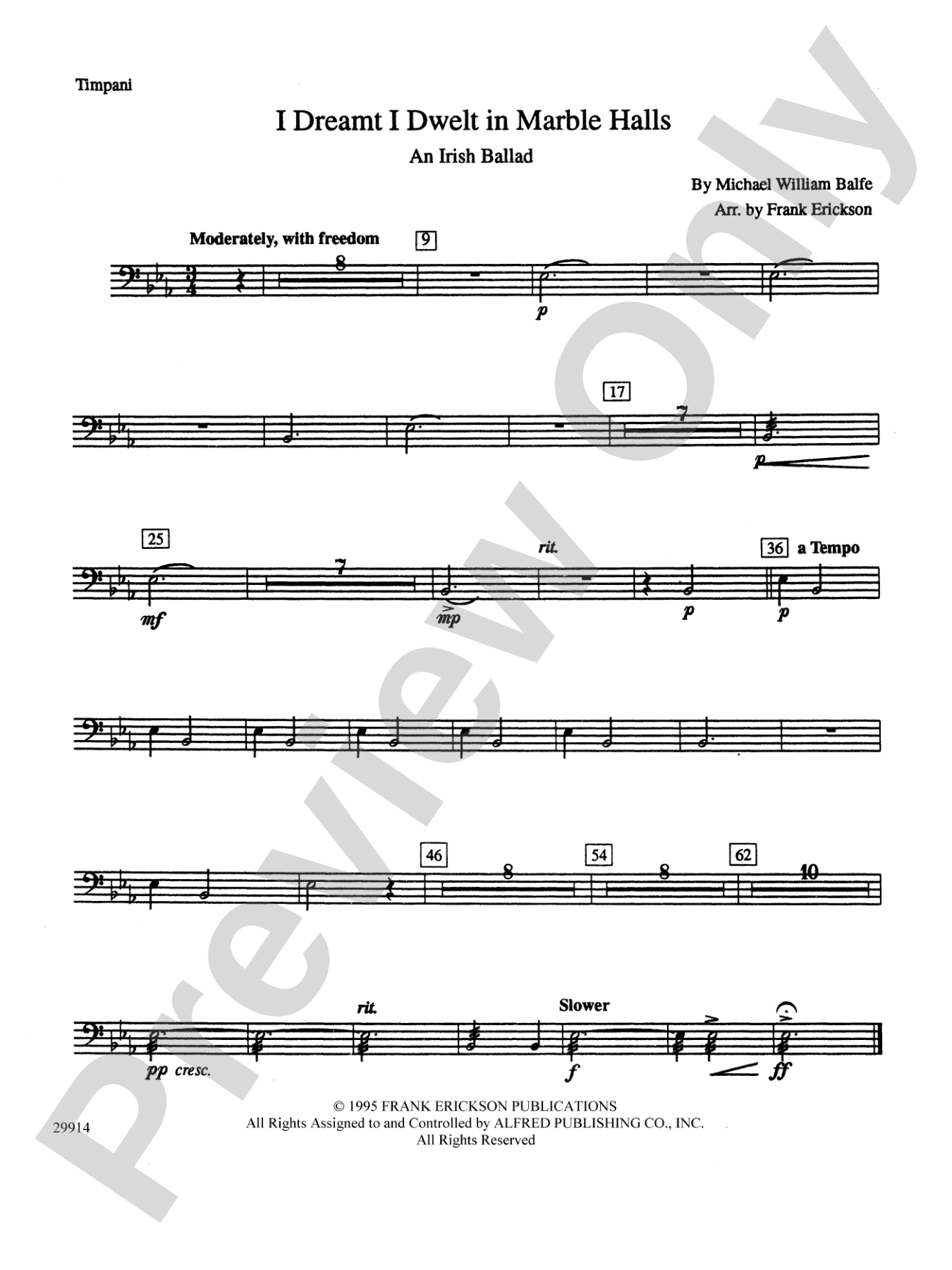 I Dreamt I Dwelt in Marble Halls: Timpani