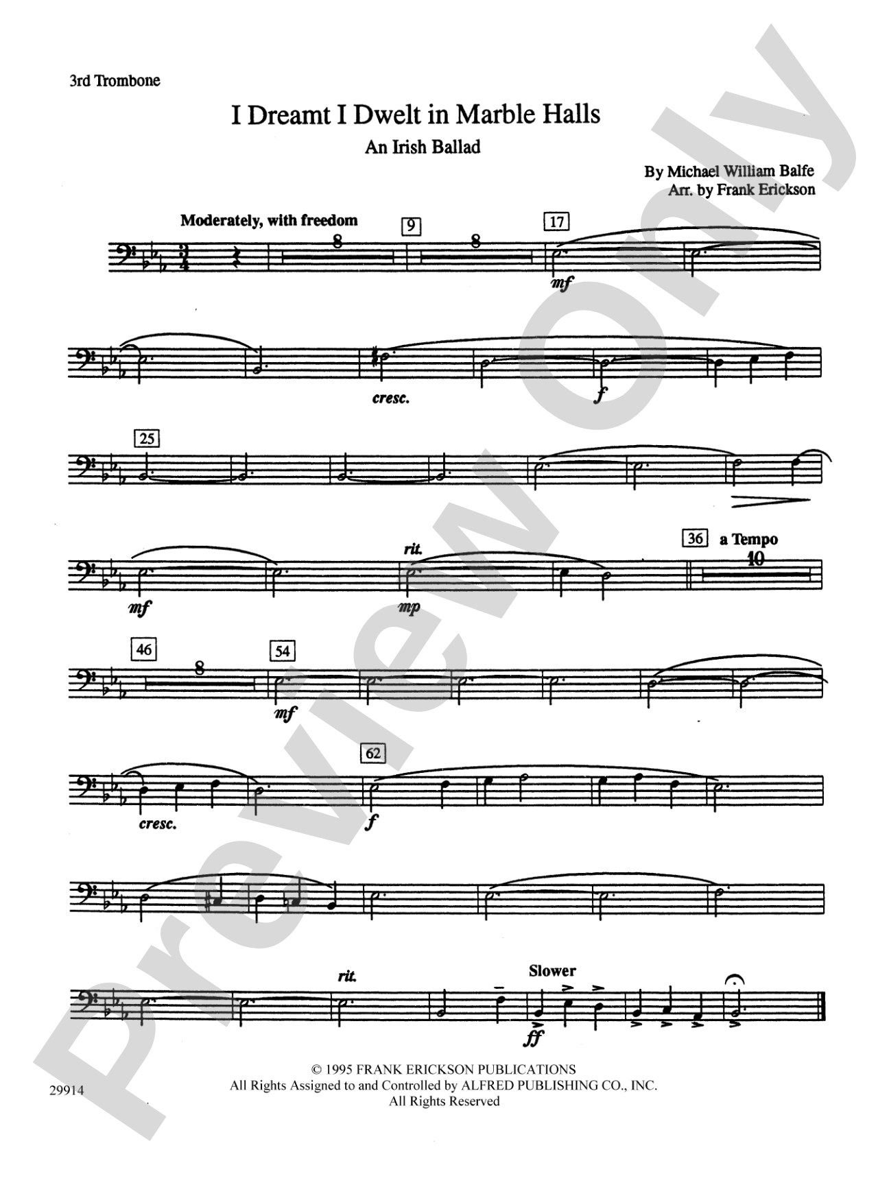 I Dreamt I Dwelt in Marble Halls: 3rd Trombone