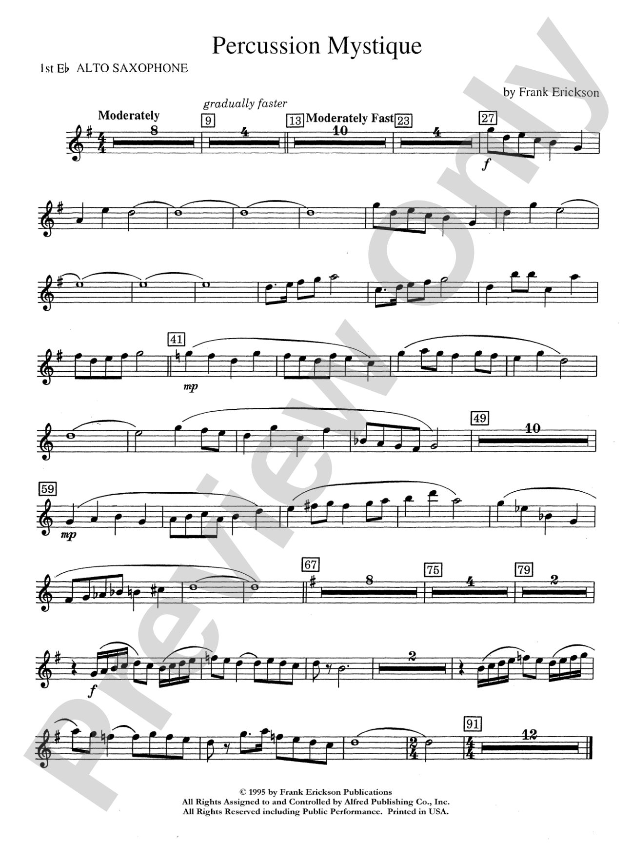Percussion Mystique: E-flat Alto Saxophone