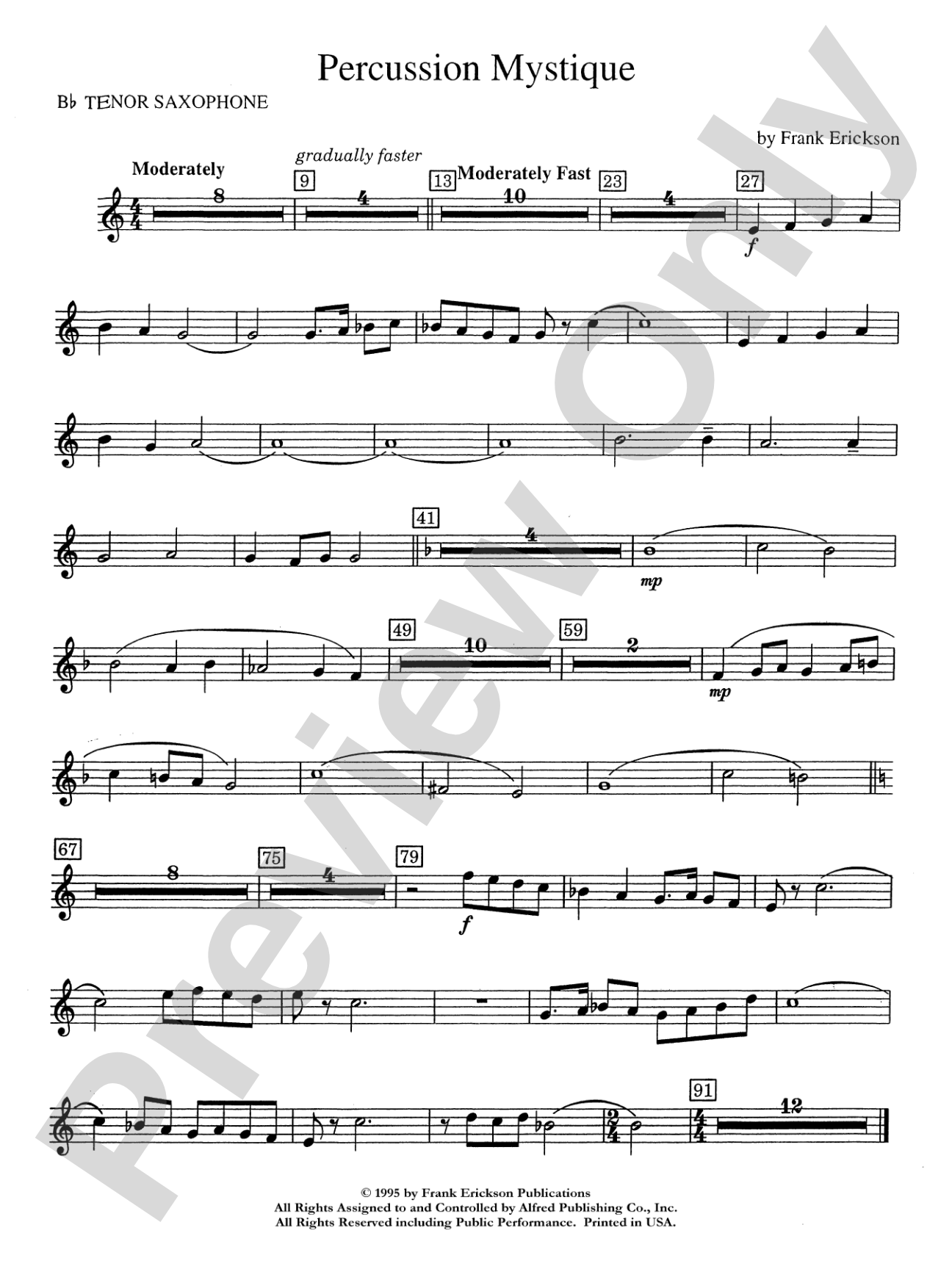 Percussion Mystique: B-flat Tenor Saxophone