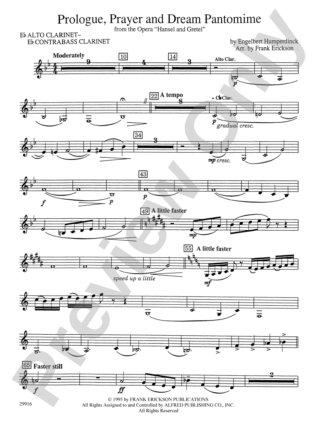 Prologue Prayer and Dream Pantomime (from the opera Hansel and Gretel): E-flat Alto Clarinet