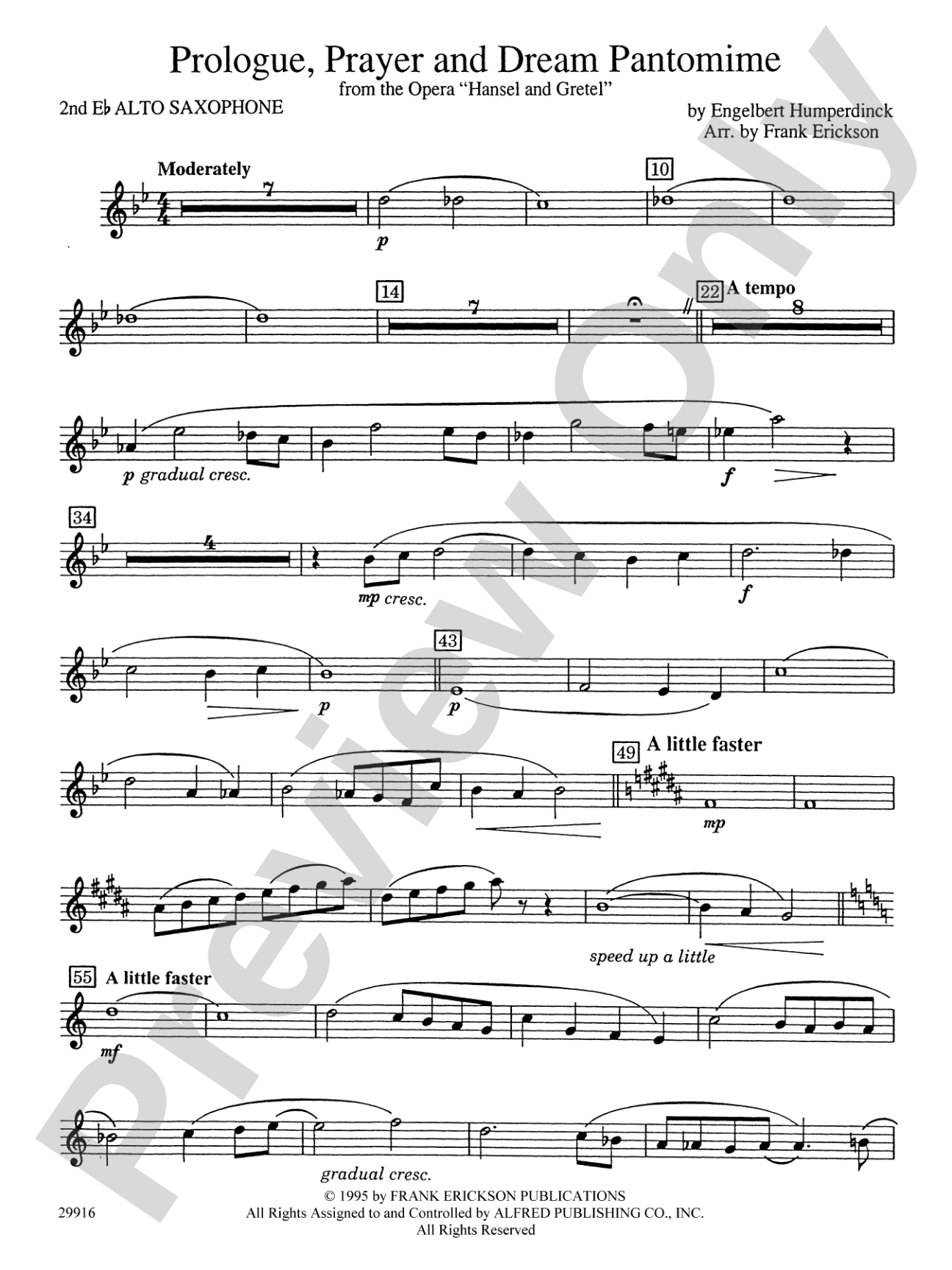 Prologue Prayer and Dream Pantomime (from the opera Hansel and Gretel): 2nd E-flat Alto Saxophone