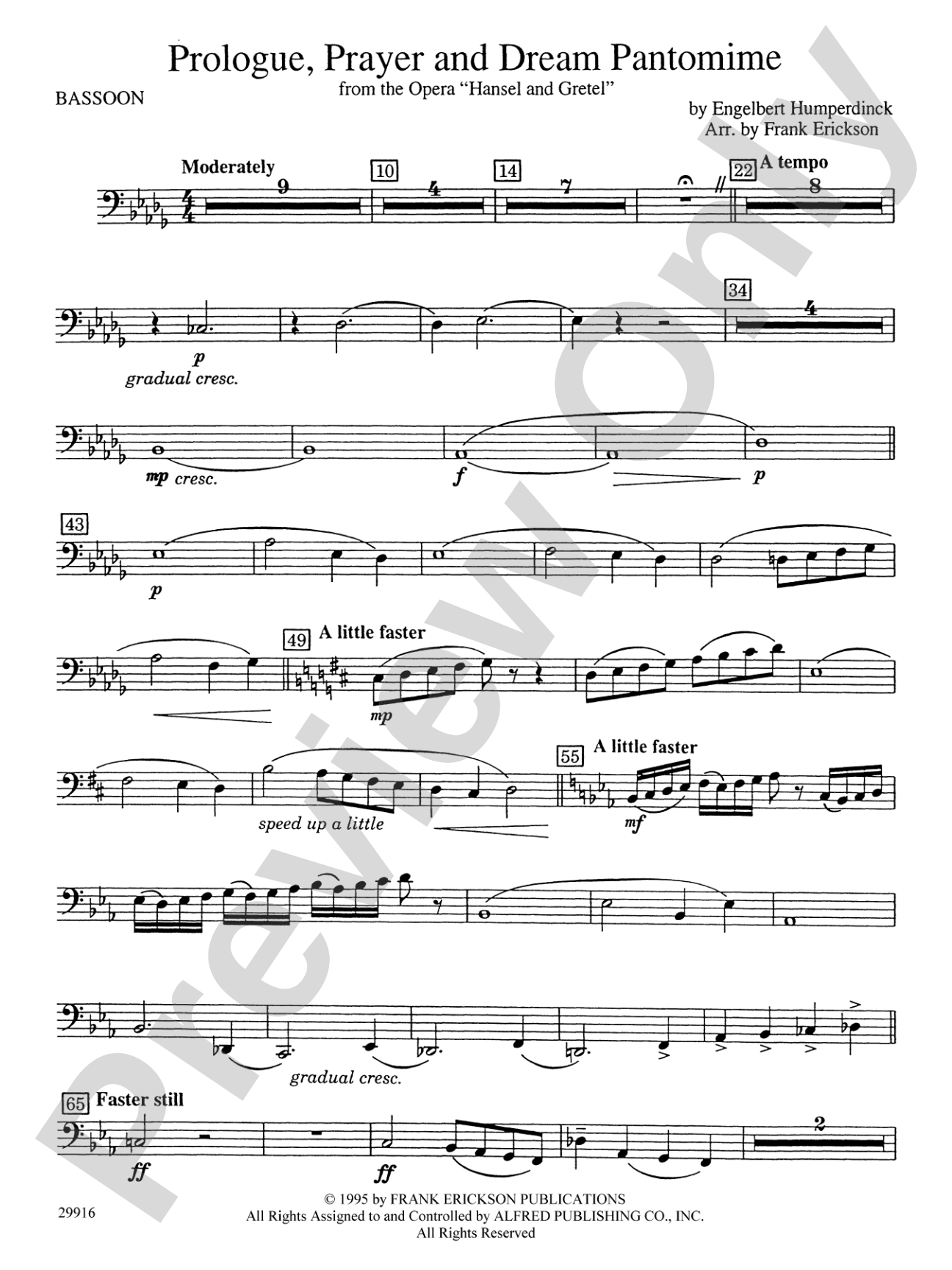 Prologue Prayer and Dream Pantomime (from the opera Hansel and Gretel): Bassoon
