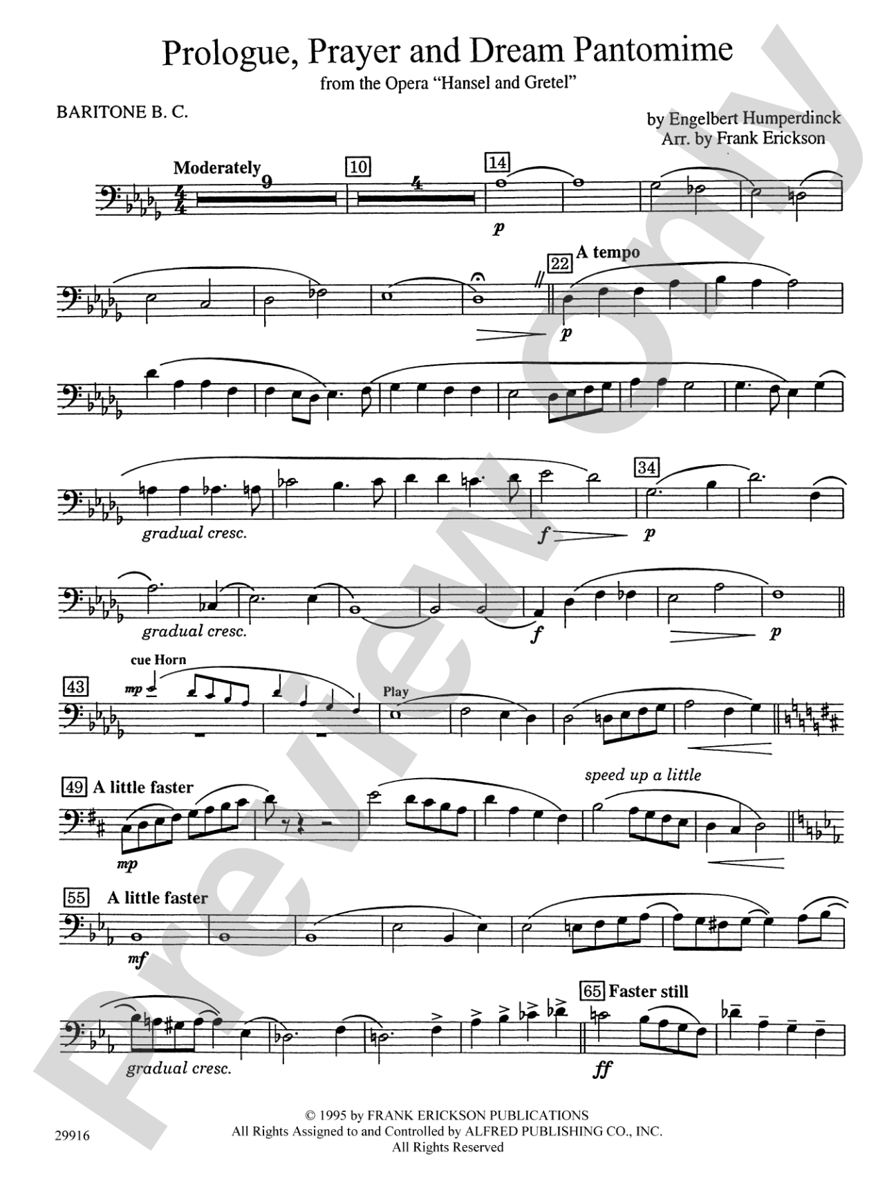 Prologue Prayer and Dream Pantomime (from the opera Hansel and Gretel): Baritone B.C.