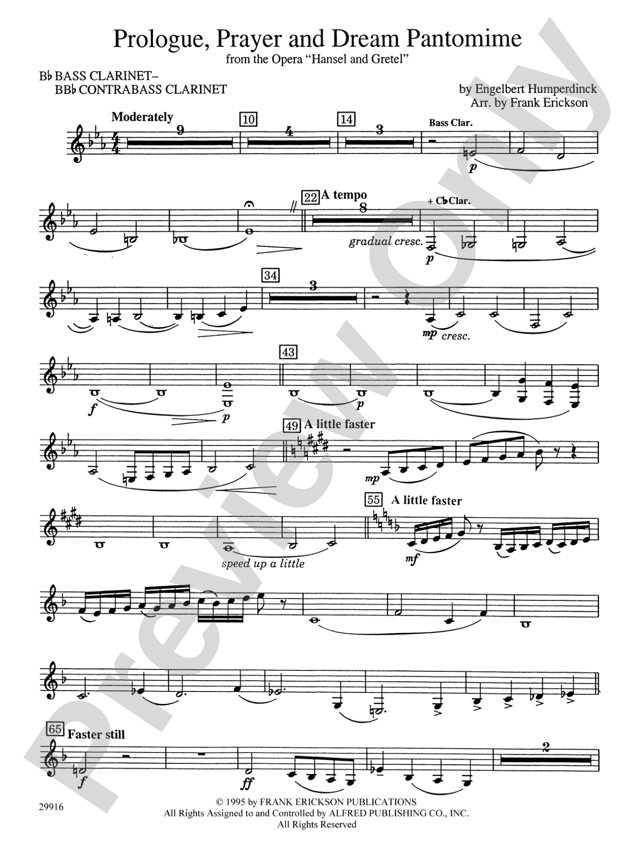 Prologue Prayer and Dream Pantomime (from the opera Hansel and Gretel): B-flat Bass Clarinet