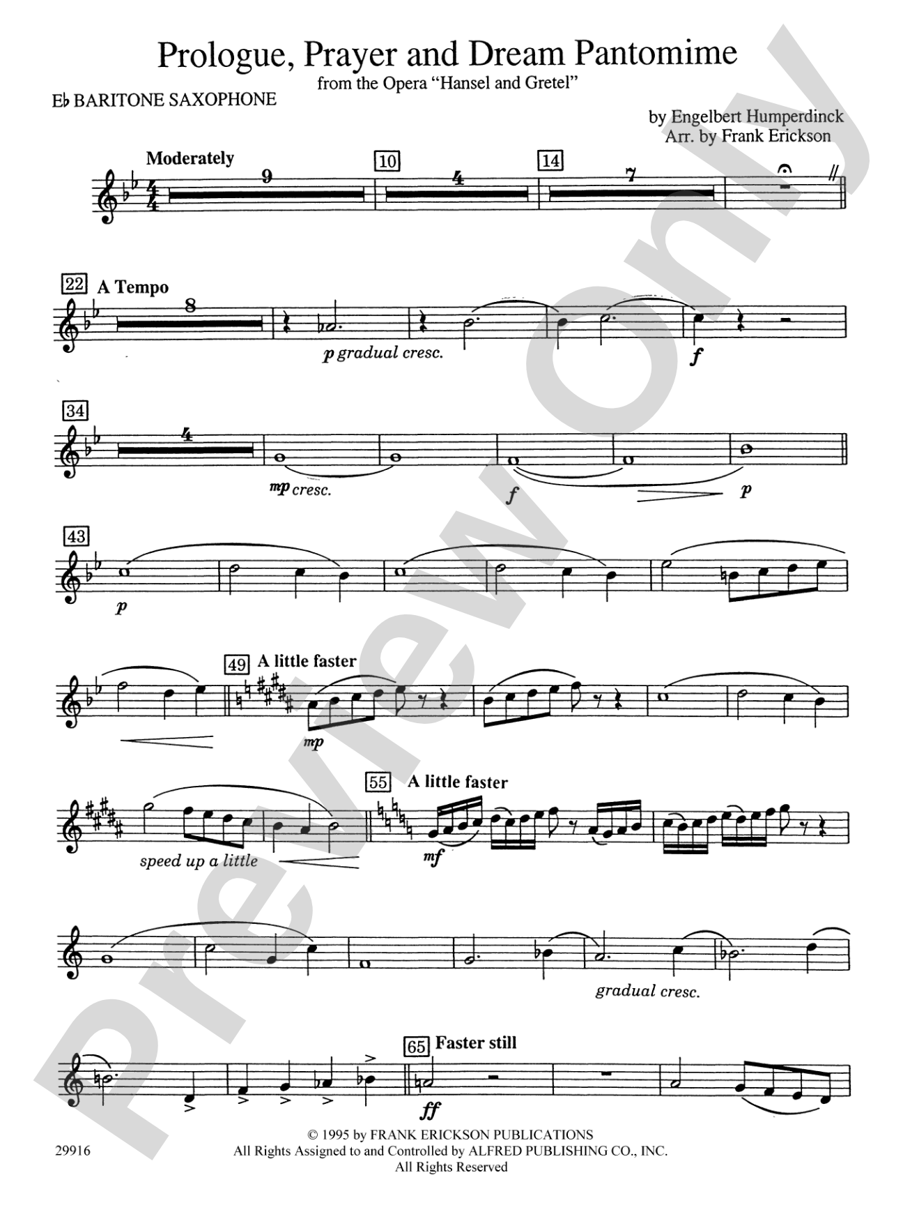 Prologue Prayer and Dream Pantomime (from the opera Hansel and Gretel): E-flat Baritone Saxophone