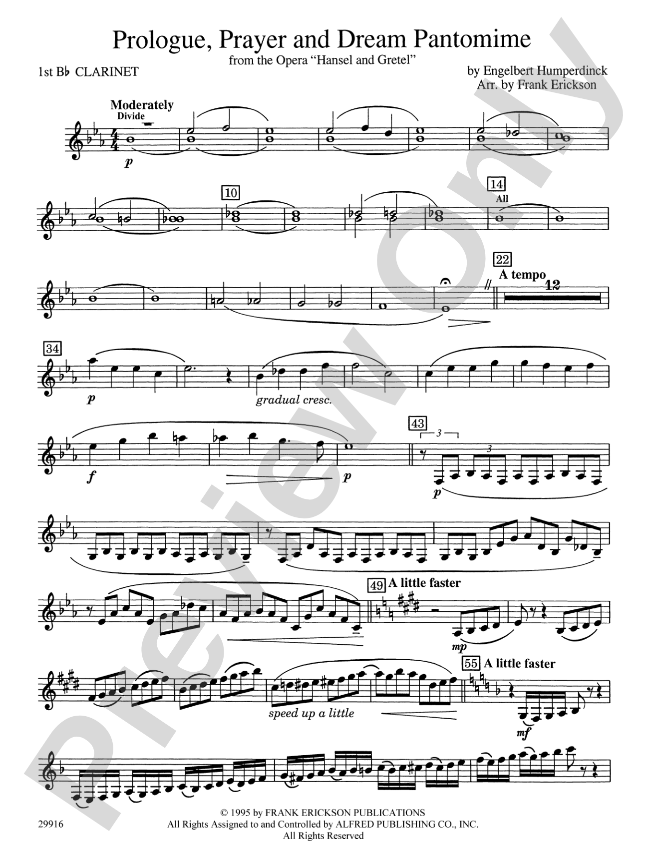 Prologue Prayer and Dream Pantomime (from the opera Hansel and Gretel): 1st B-flat Clarinet