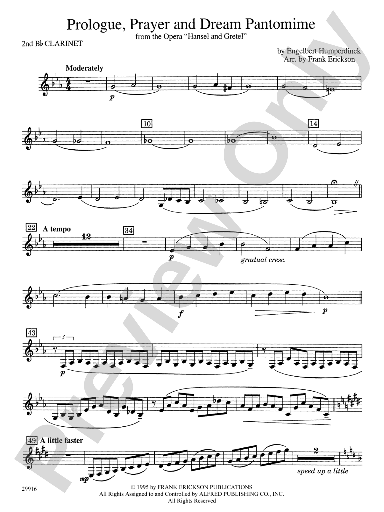 Prologue Prayer and Dream Pantomime (from the opera Hansel and Gretel): 2nd B-flat Clarinet
