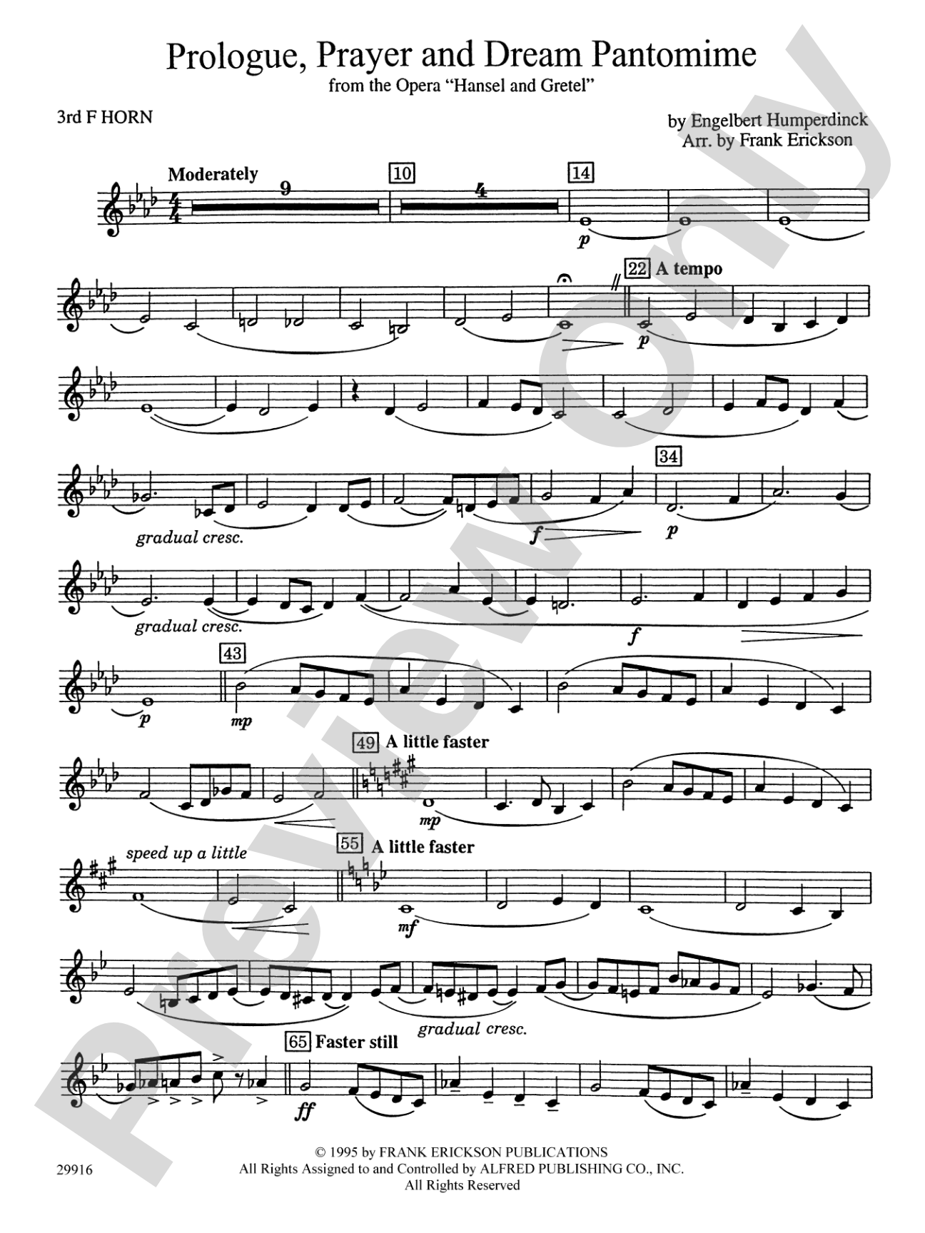 Prologue Prayer and Dream Pantomime (from the opera Hansel and Gretel): 3rd F Horn