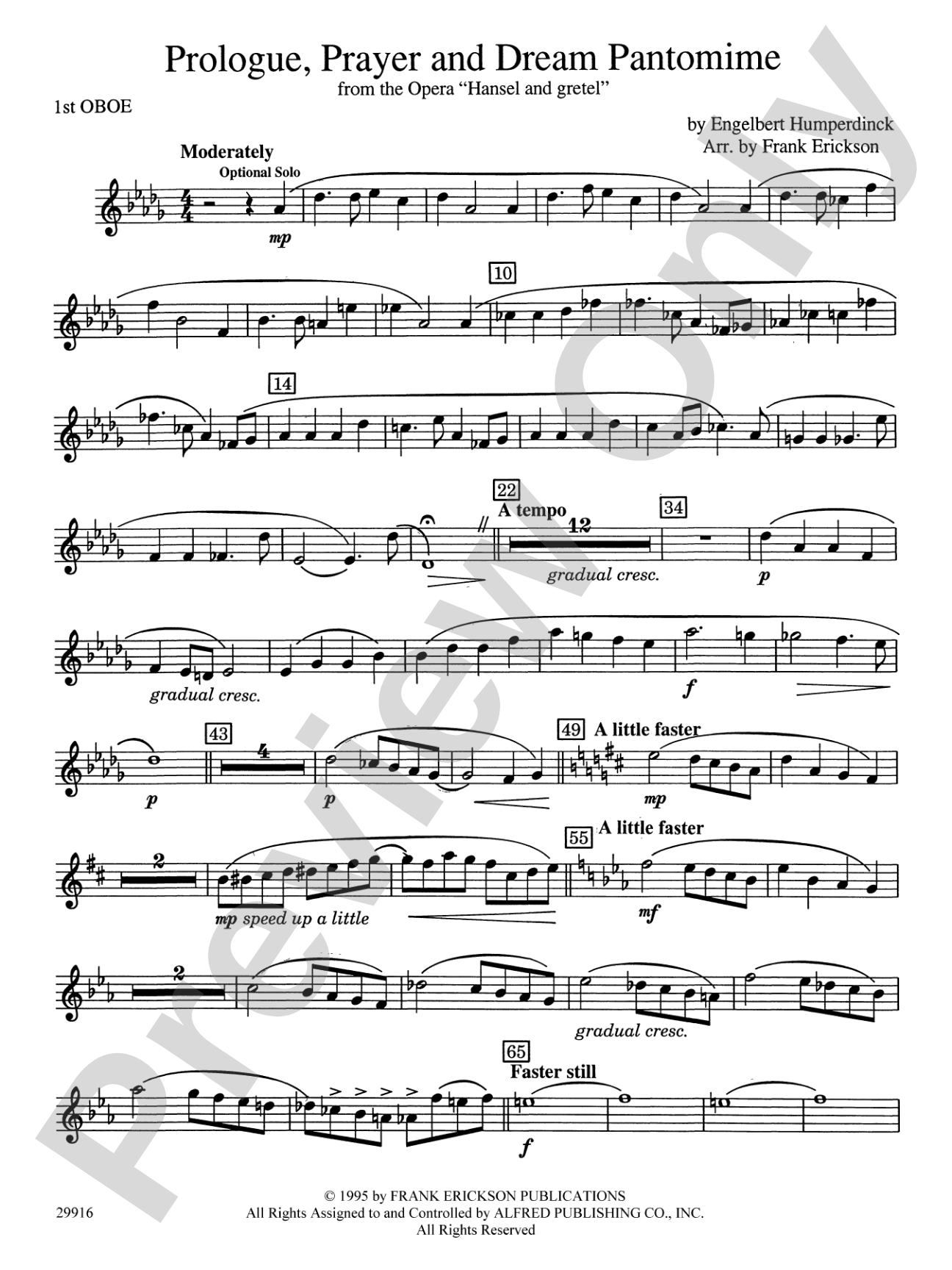Prologue Prayer and Dream Pantomime (from the opera Hansel and Gretel): Oboe
